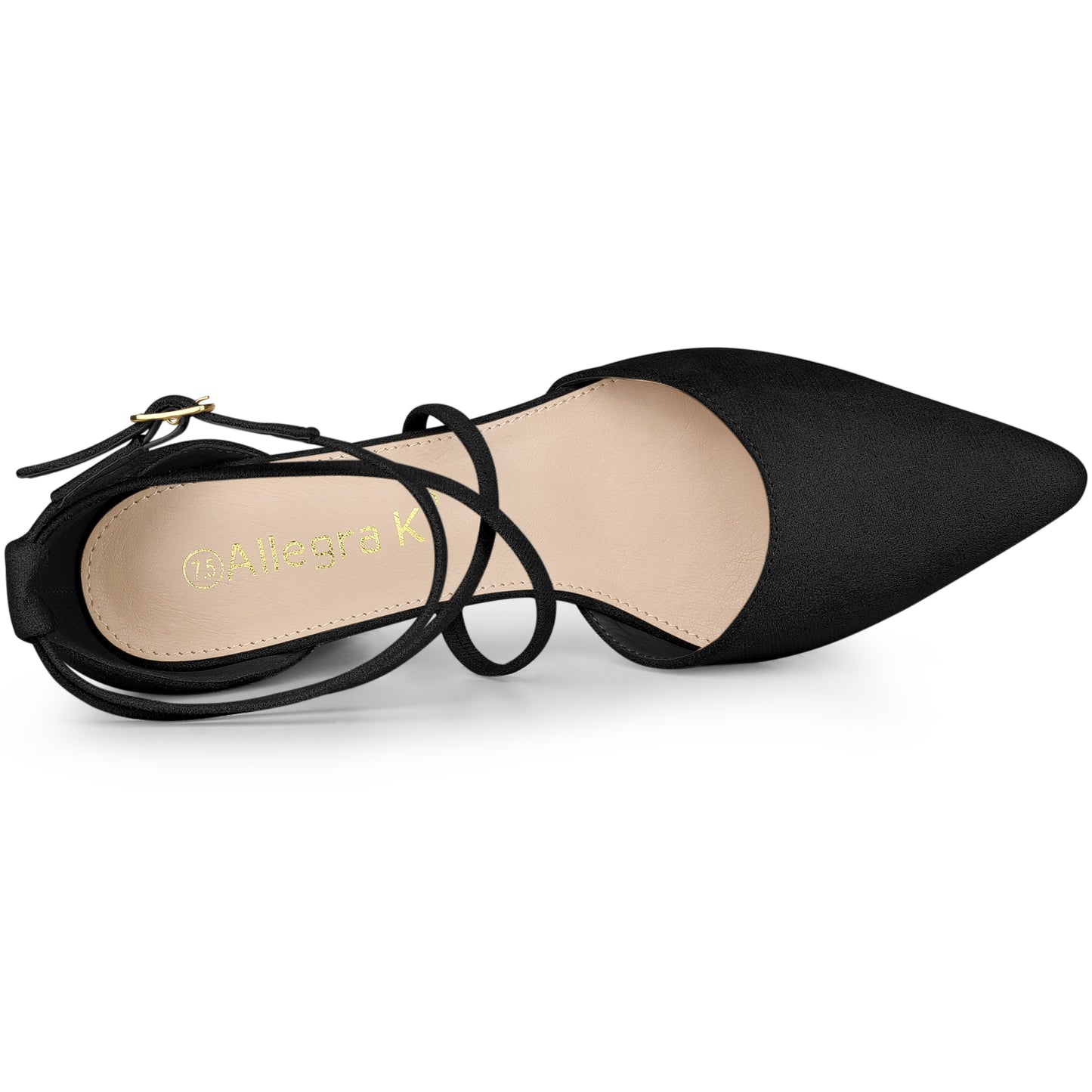 Sandalias de tacón grueso con punta puntiaguda y tiras cruzadas para mujer