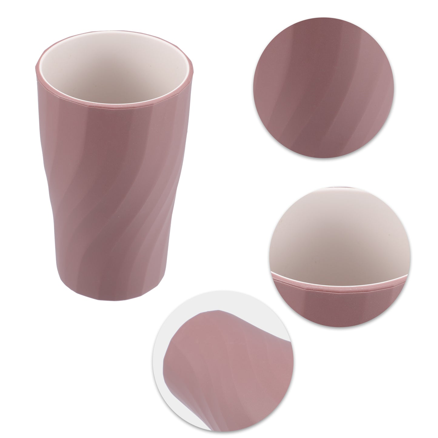 2 Pcs Spiral Pattern Bathroom Tumblers, Toothbrush Cup 380ml Purple, Red