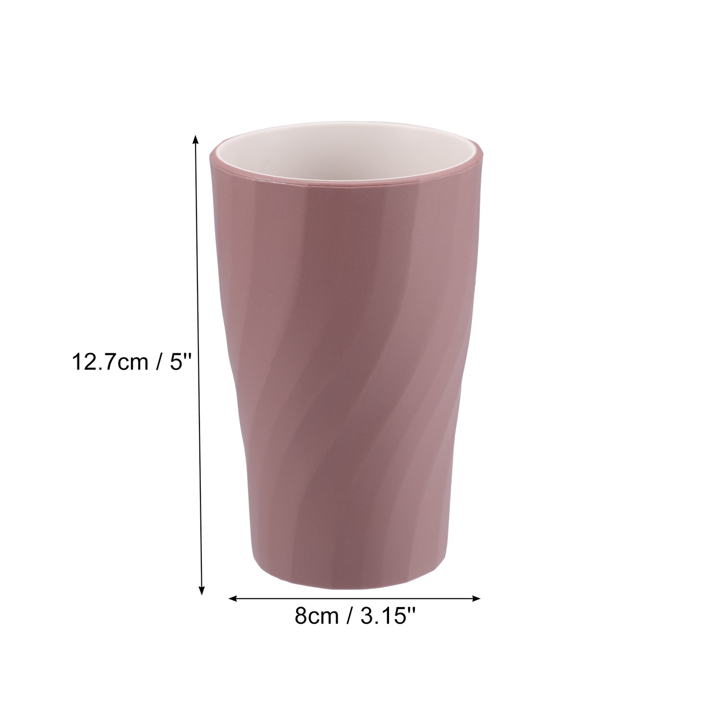 2 Pcs Spiral Pattern Bathroom Tumblers, Toothbrush Cup 380ml Purple, Red