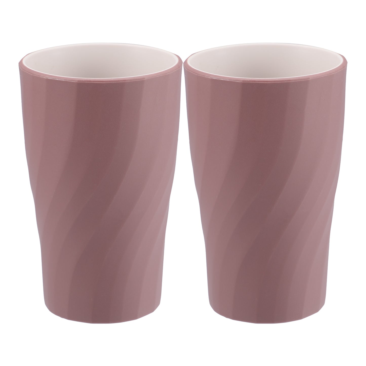 2 Pcs Spiral Pattern Bathroom Tumblers, Toothbrush Cup 380ml Purple, Red