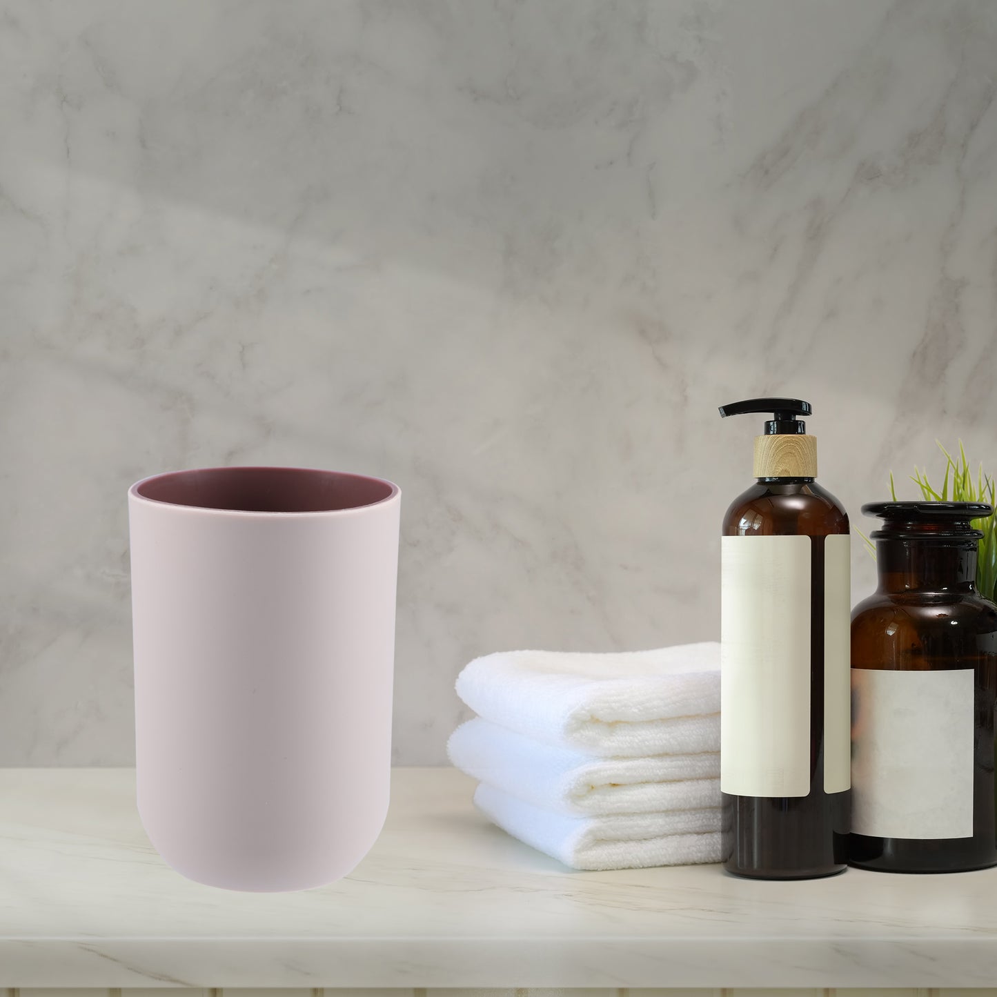2 vasos de baño, vaso para cepillo de dientes, 11 x 7 cm, 350 ml, color rosa