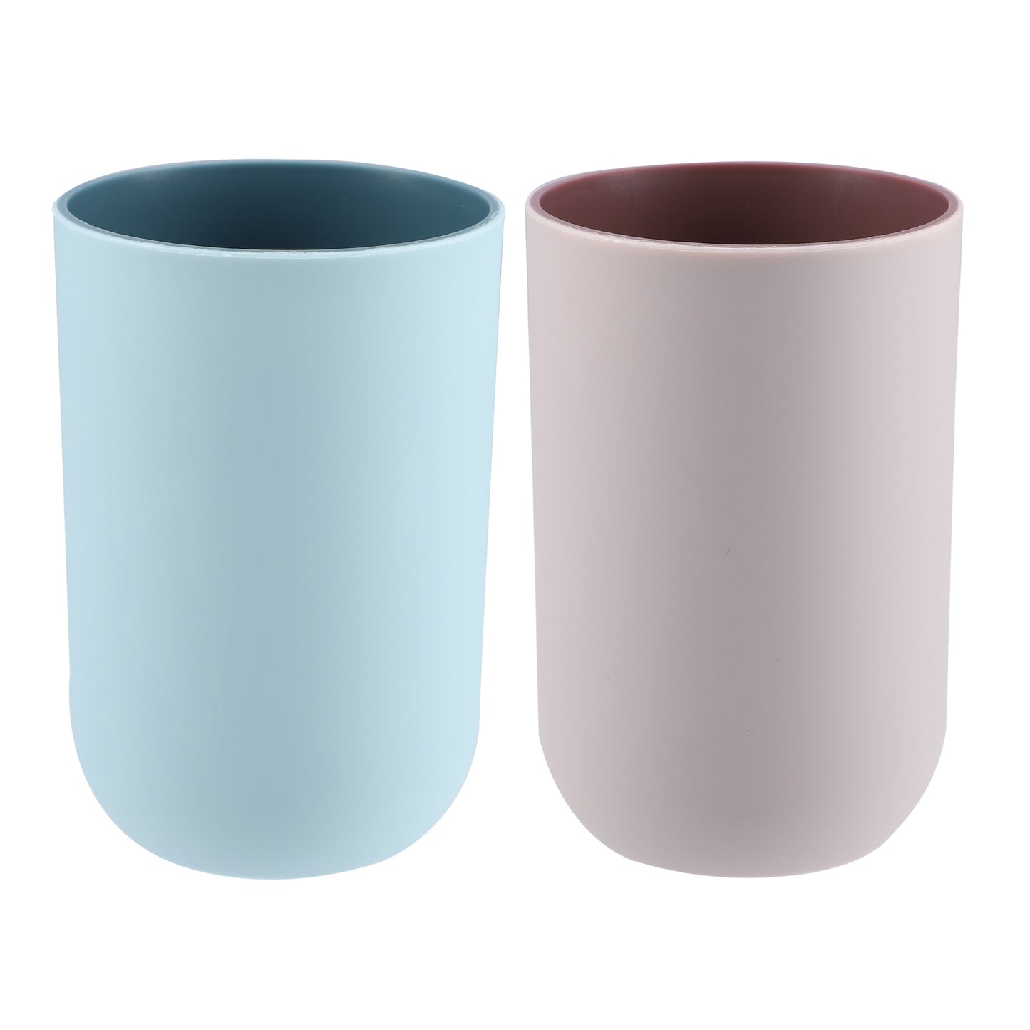 2 vasos de baño, vaso para cepillo de dientes, 11 x 7 cm, 350 ml, azul y rosa