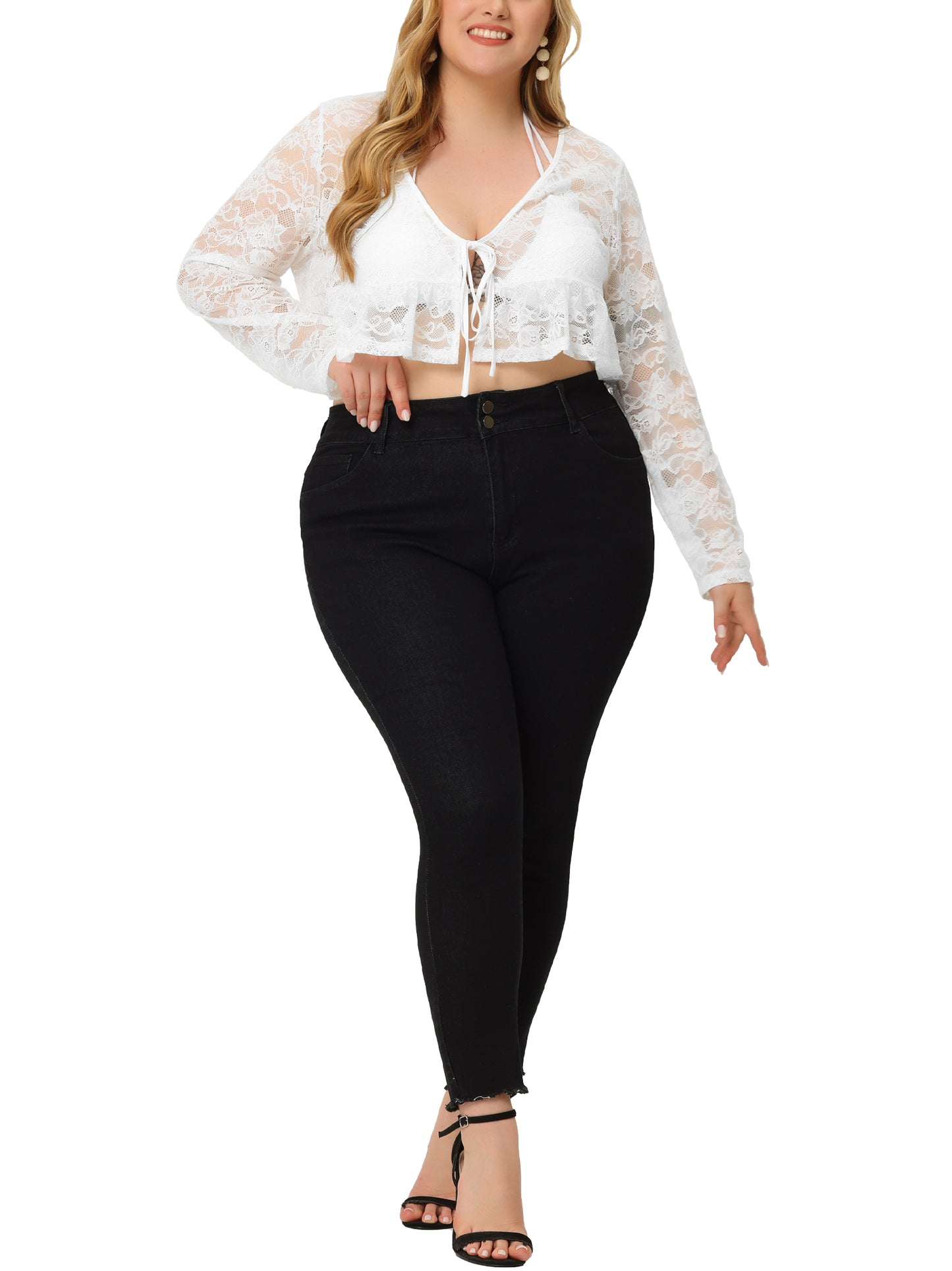 Women Plus Size Shrug Summer Sweaters Sheer Shrugs Crop Lace Bolero Cardigan