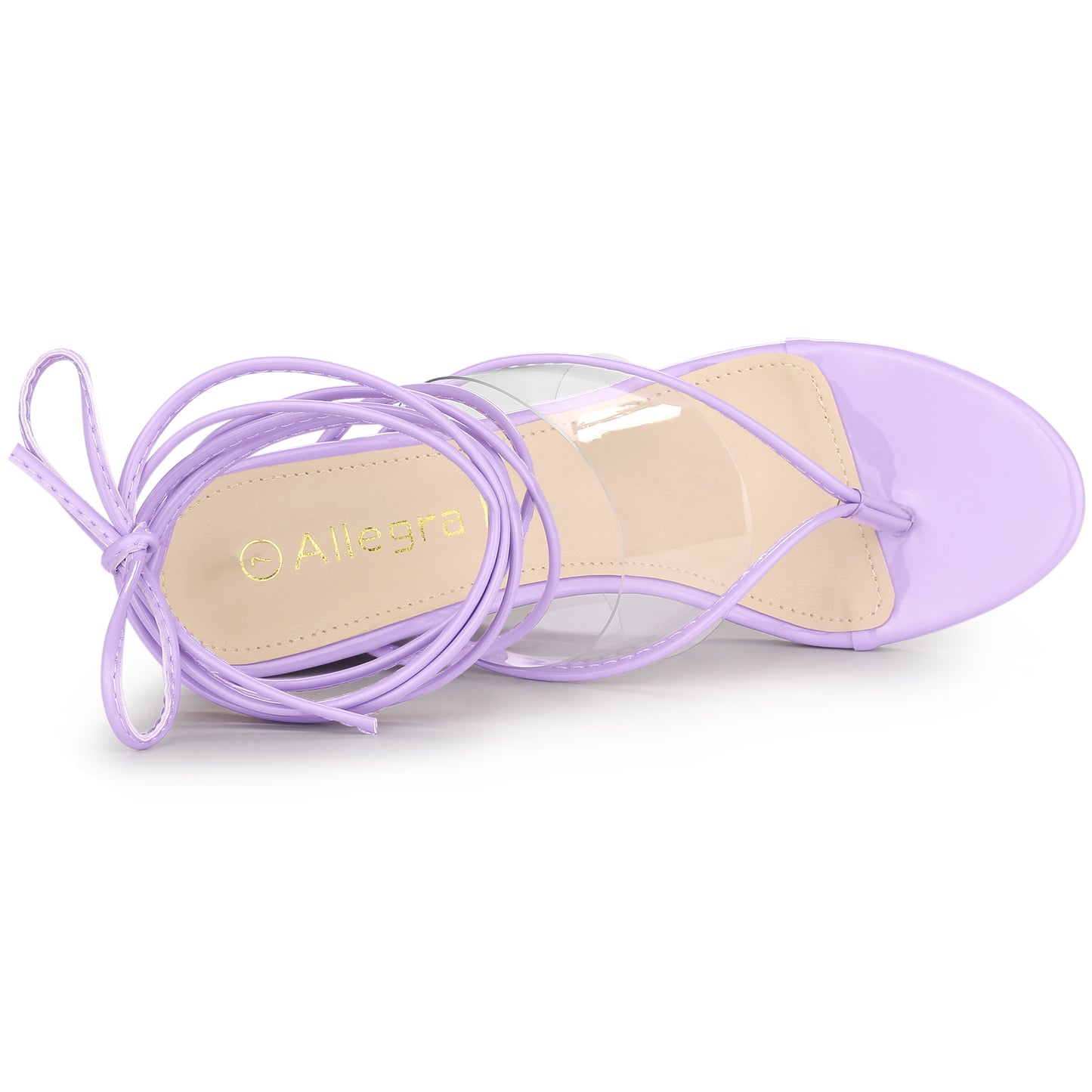 Sandalias de cuña con tiras transparentes y cordones para mujer