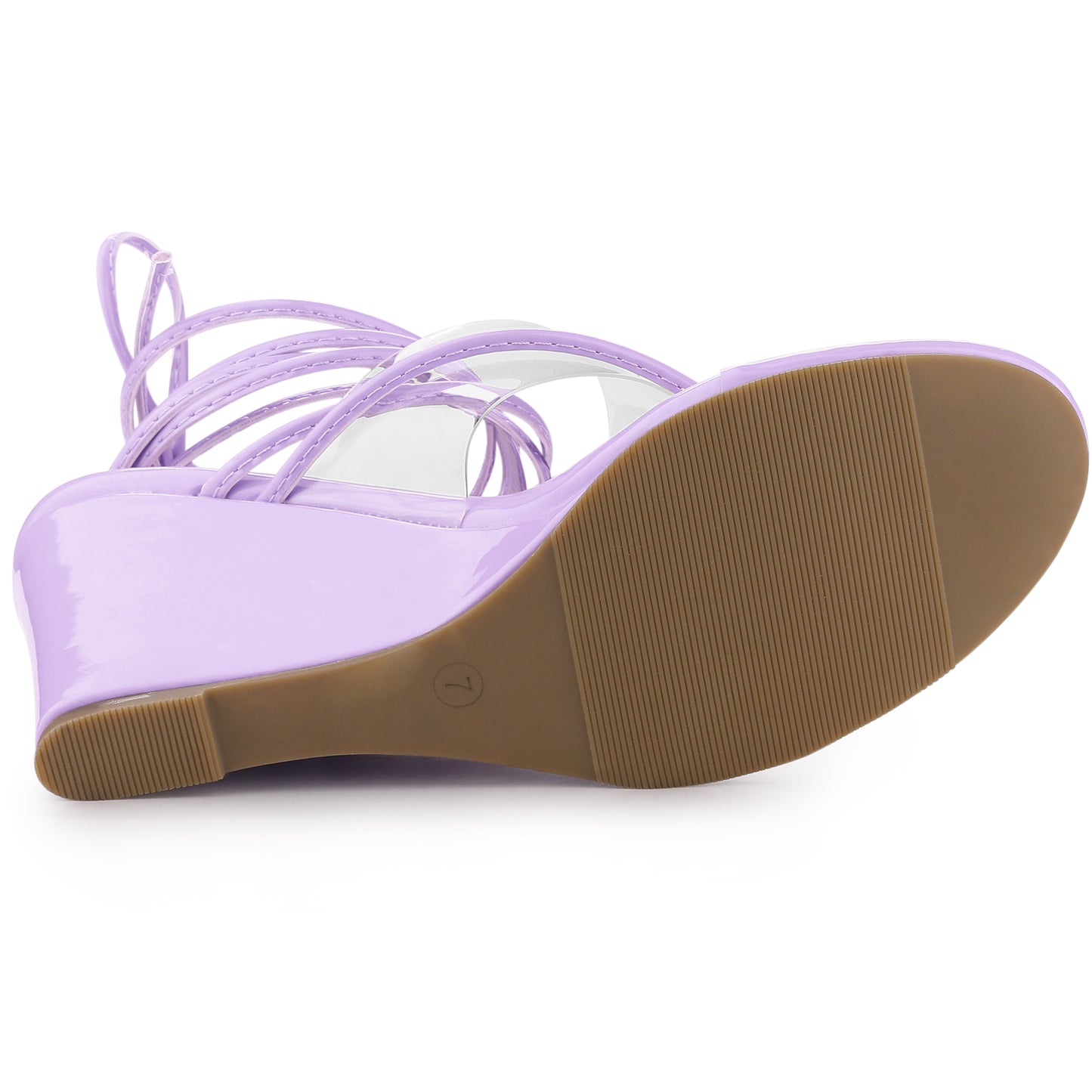 Sandalias de cuña con tiras transparentes y cordones para mujer