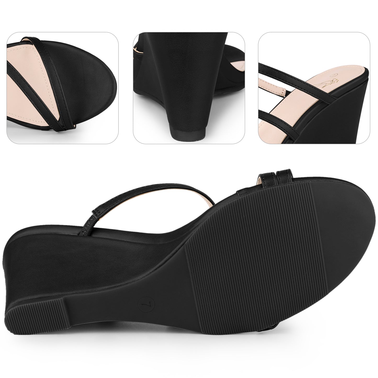 Women Strappy Low Wedges Slip On Wedge Heels Slide Sandals