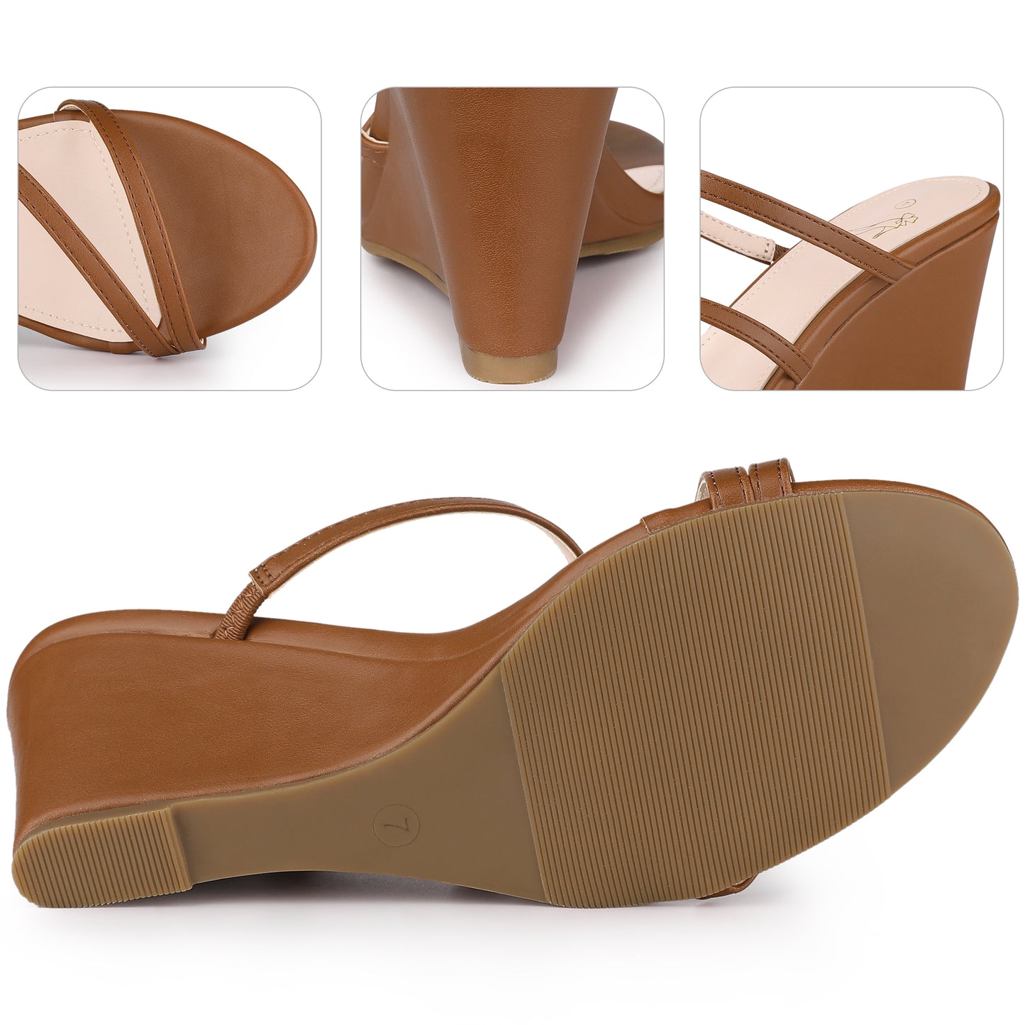Women Strappy Low Wedges Slip On Wedge Heels Slide Sandals