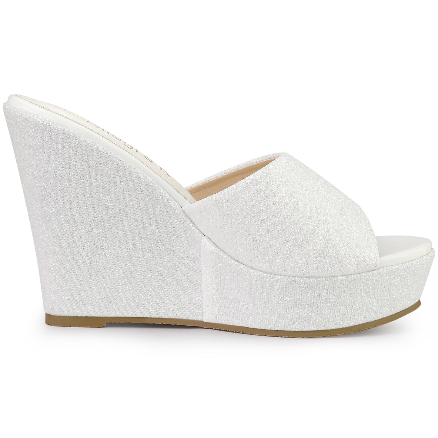 Women's Glitter Platform Slip On Wedge Heels Sandals