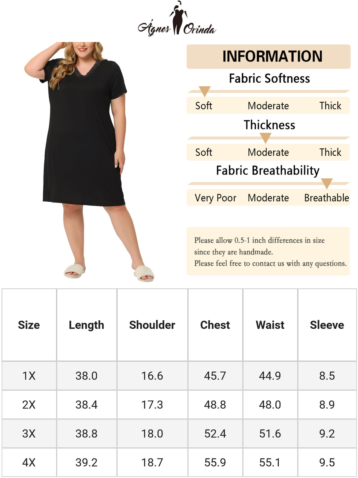 Women Plus Size Nightgowns Lace V Neck Short Sleeve Loungewear Sleepwear Dress