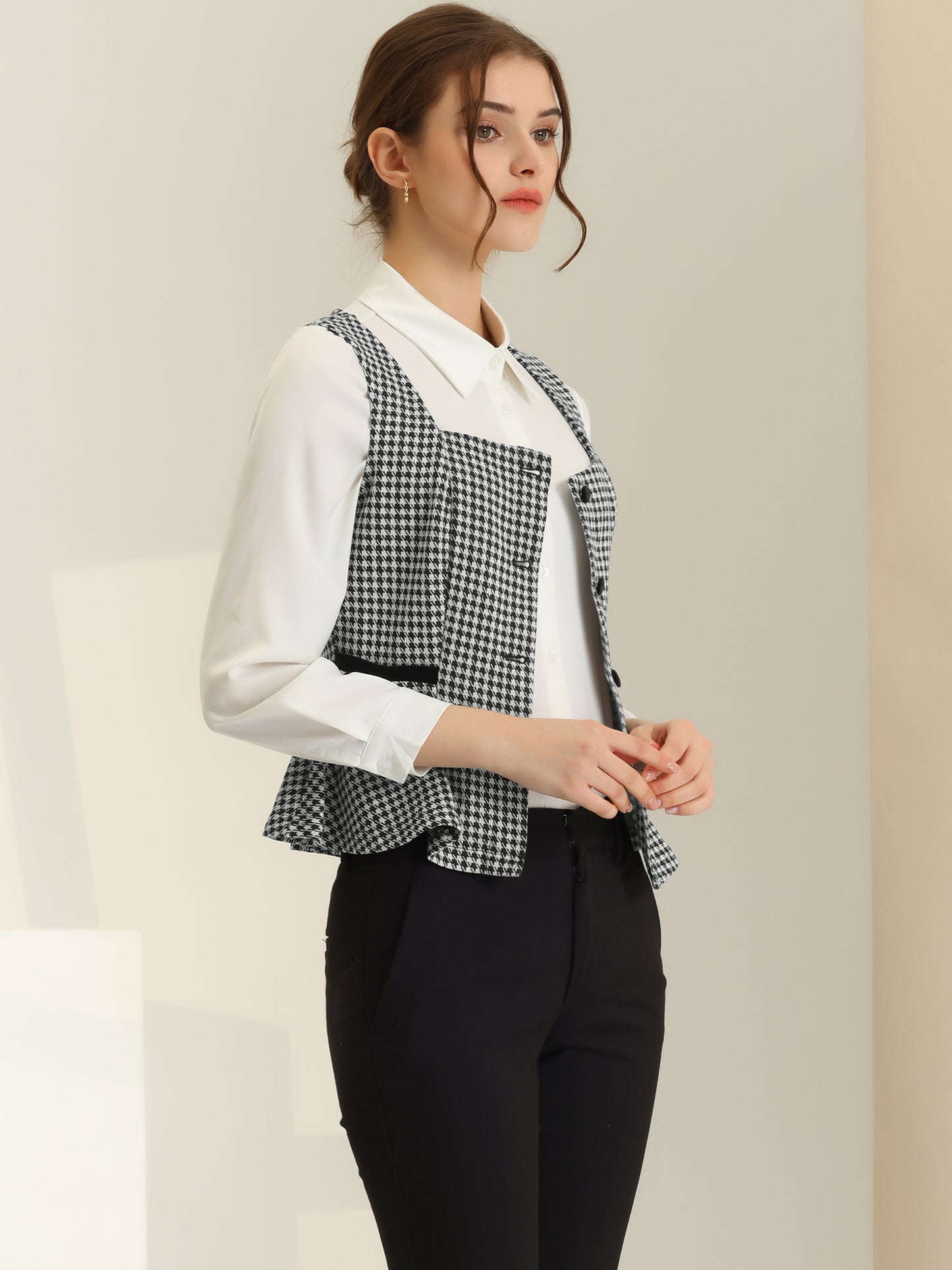 Women's Peplum Hem Button Racerback Dressy Waistcoat Vest