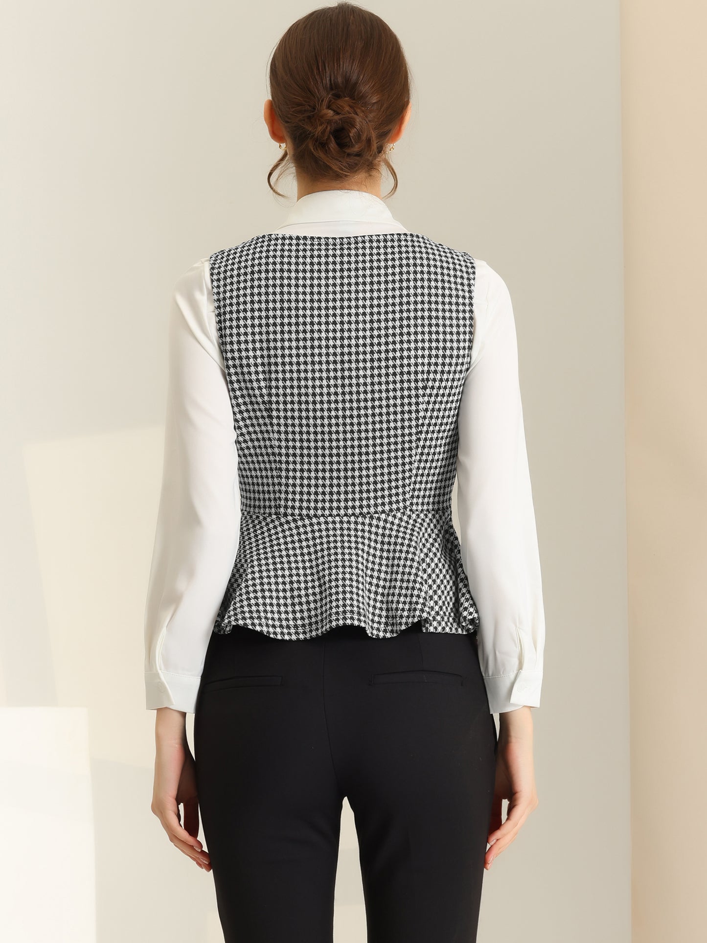 Women's Peplum Hem Button Racerback Dressy Waistcoat Vest