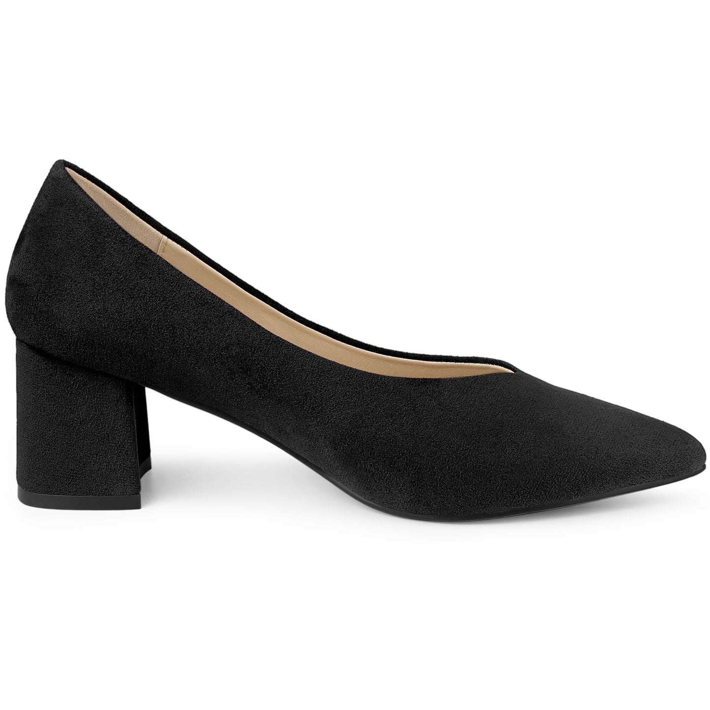 Zapatos de tacón bajo con punta puntiaguda y tacón grueso para mujer