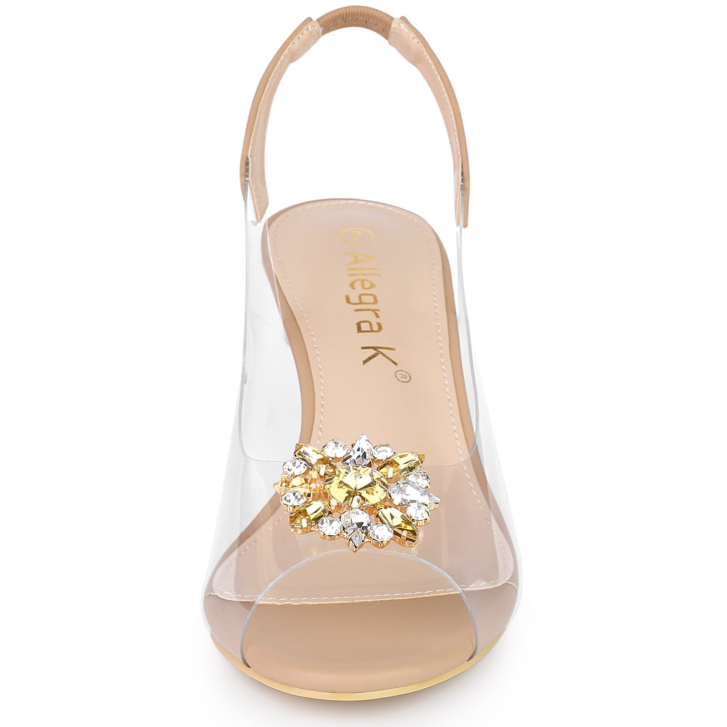 Sandalias de mujer con punta abierta, tacones de cuña transparentes y diamantes de imitación