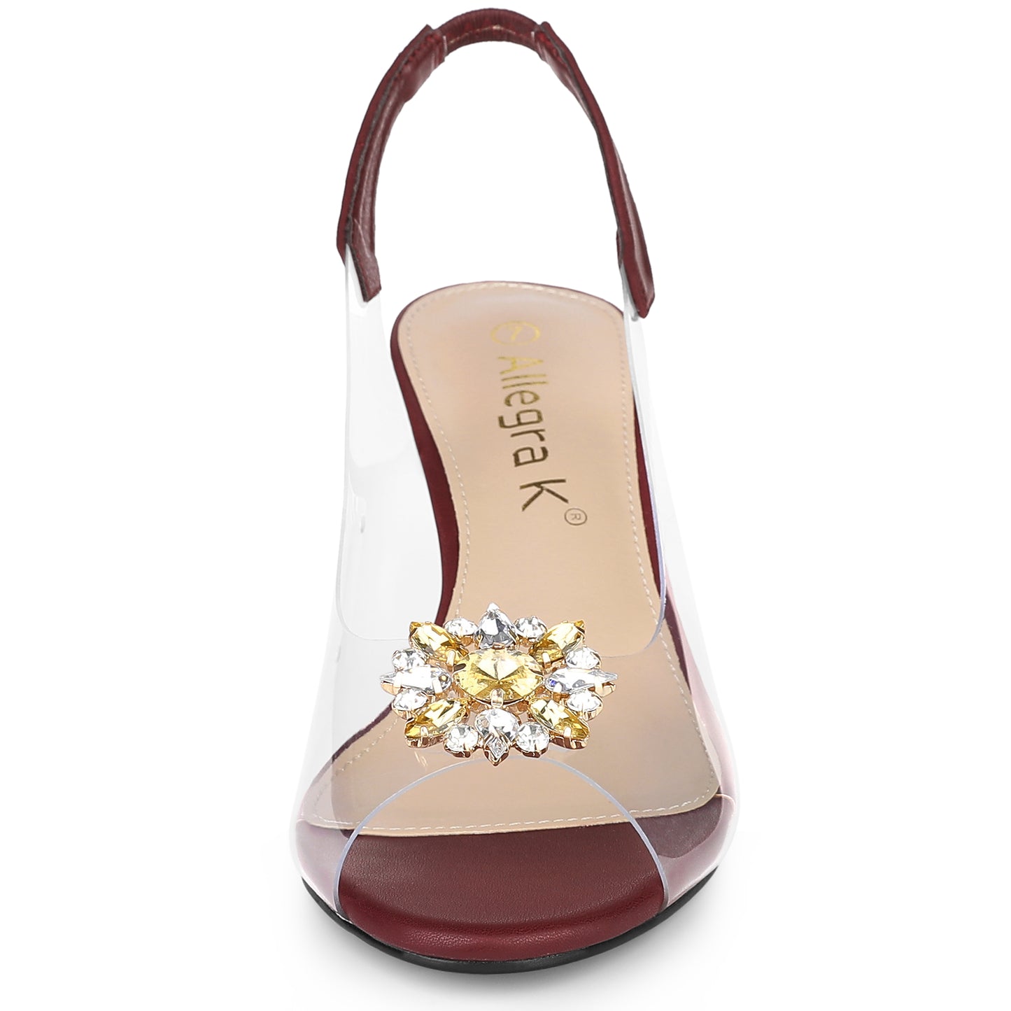 Sandalias de mujer con punta abierta, tacones de cuña transparentes y diamantes de imitación