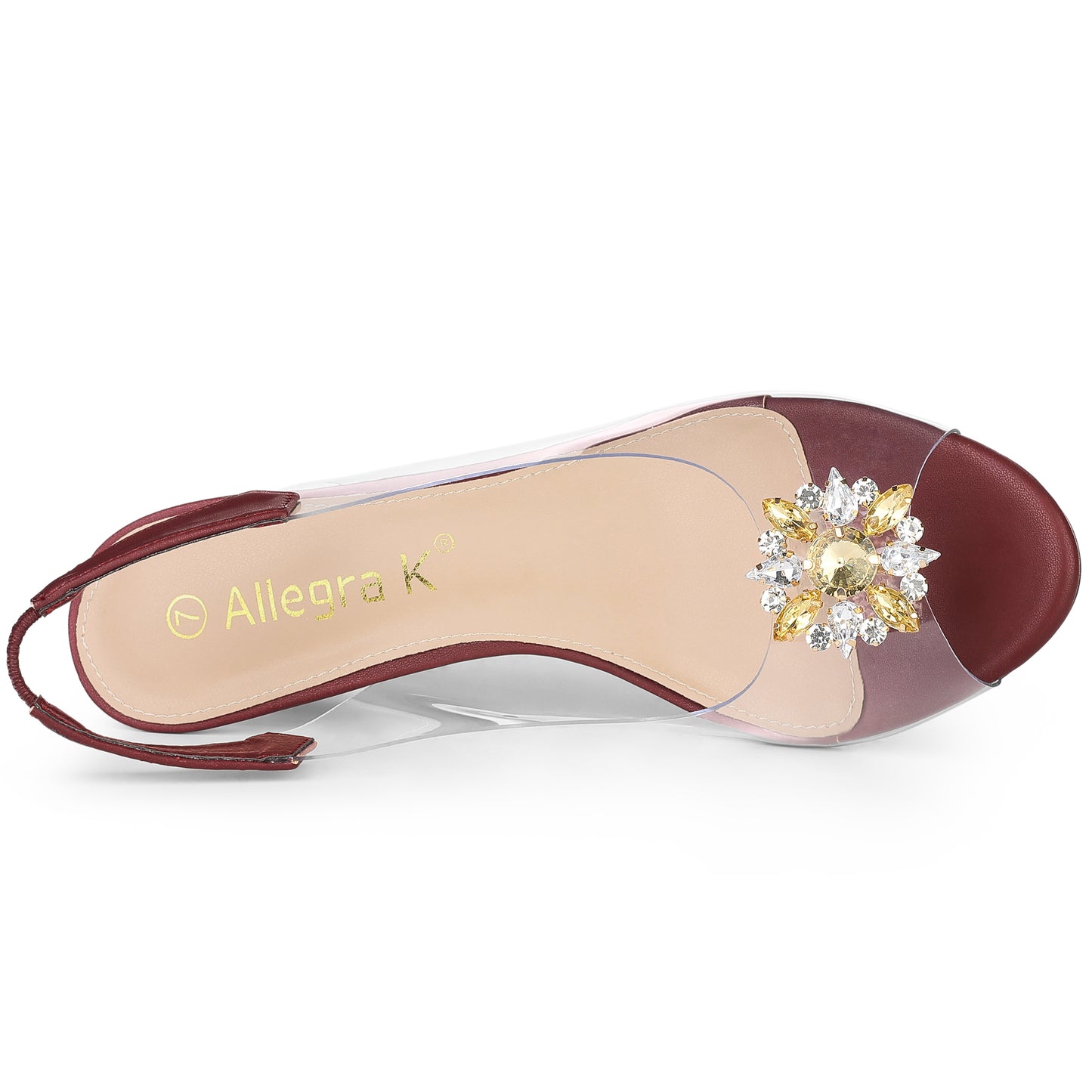 Sandalias de mujer con punta abierta, tacones de cuña transparentes y diamantes de imitación