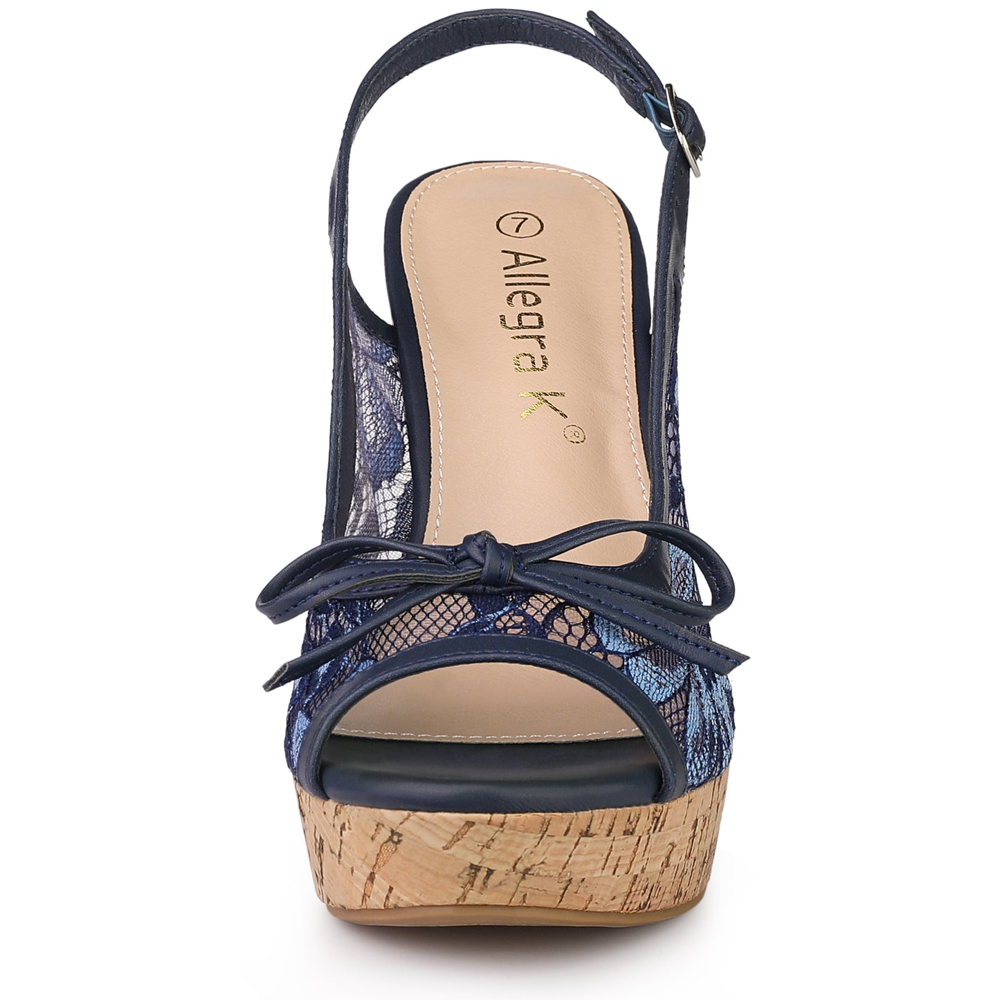 Women's Platform Heels Bow Lace Wedge Mustard Sandals