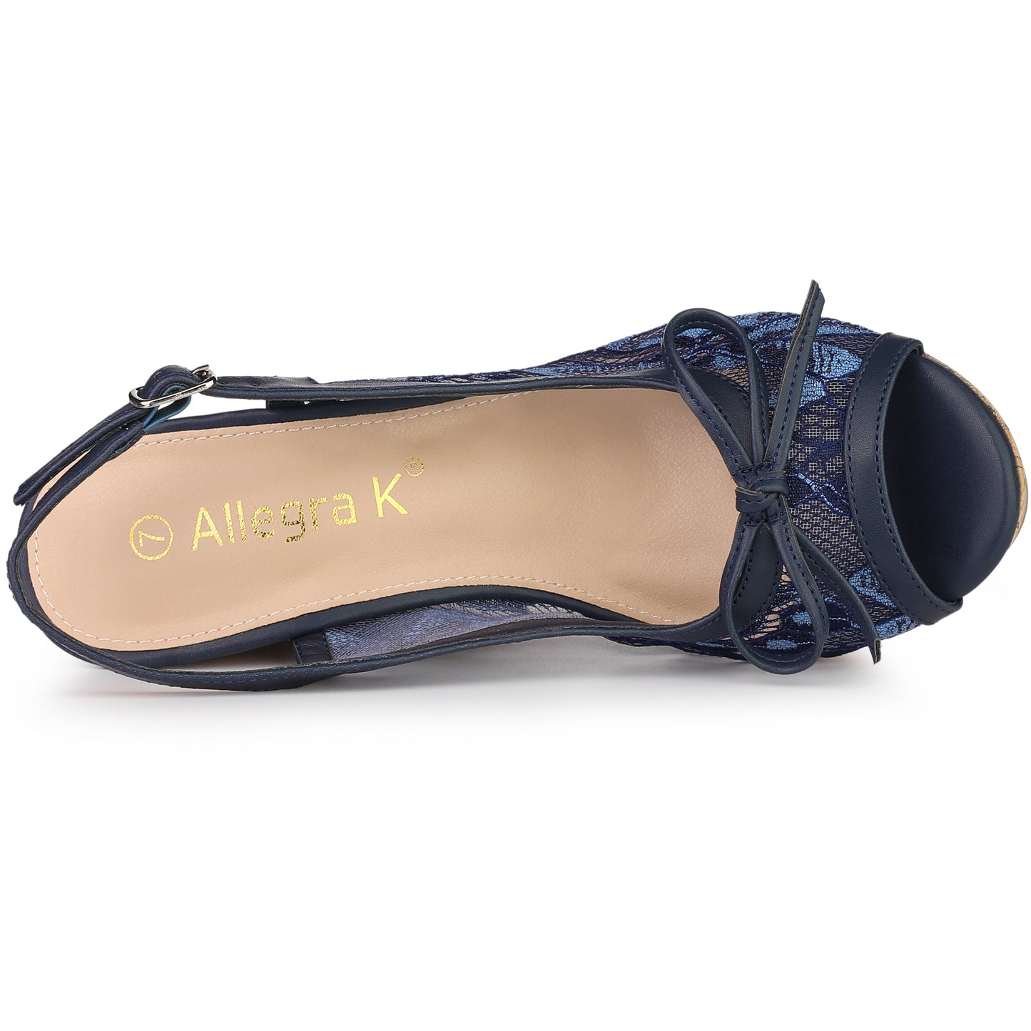 Women's Platform Heels Bow Lace Wedge Mustard Sandals