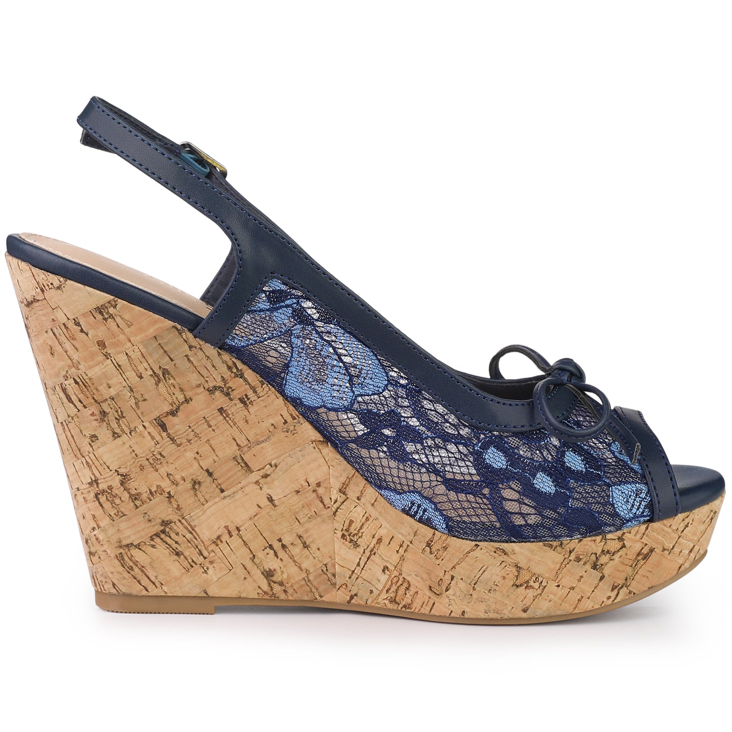 Women's Platform Heels Bow Lace Wedge Mustard Sandals