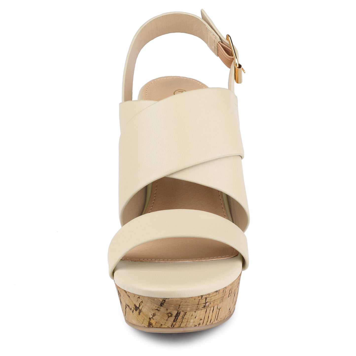 Women's Wood Decoration Strappy Platform Wedge Sandals