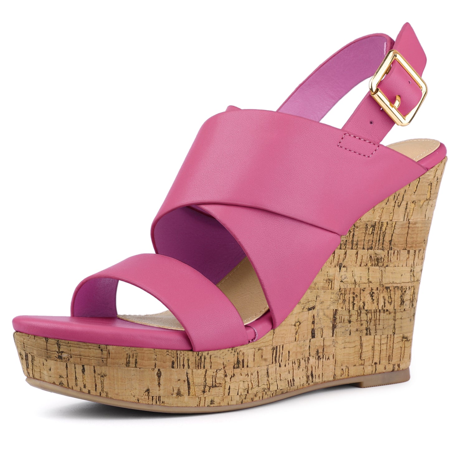 Women's Wood Decoration Strappy Platform Wedge Sandals