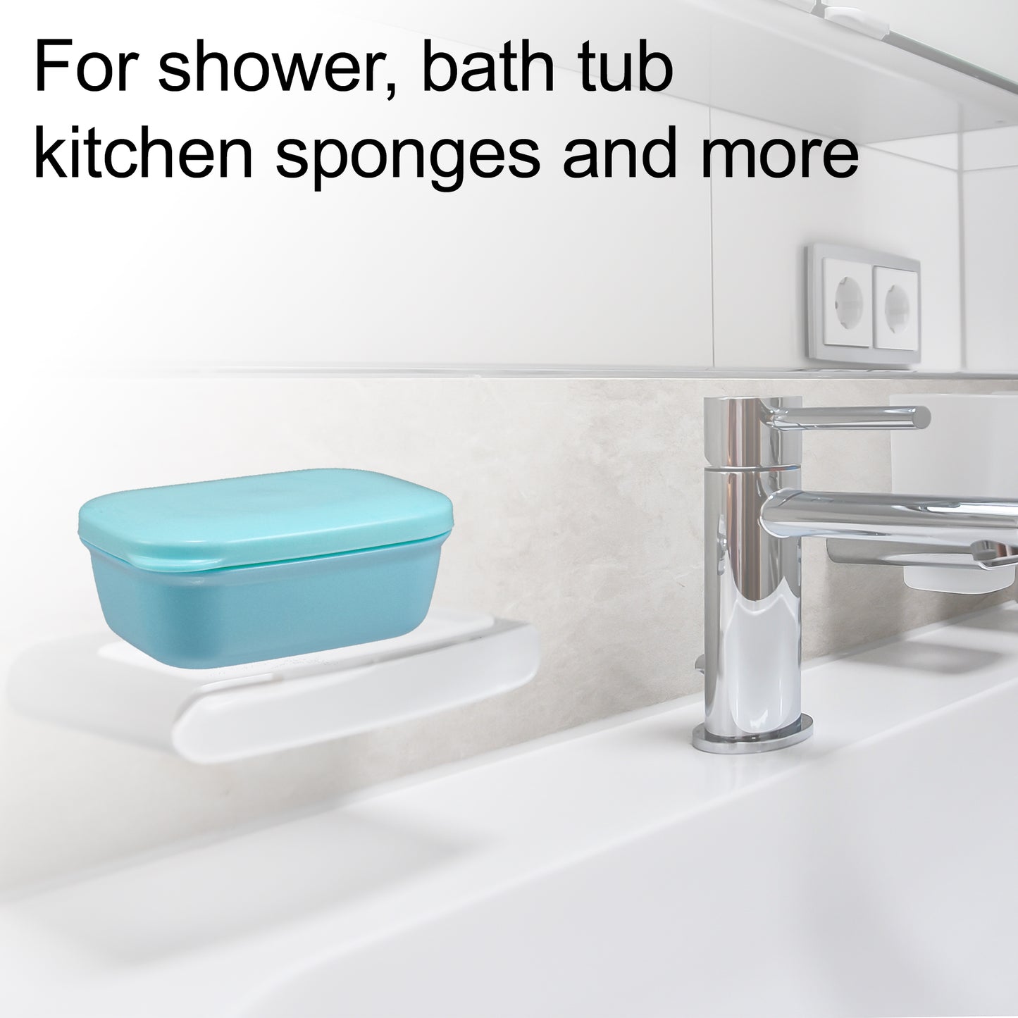 Plastic Soap Dish Soap Storage Box for Home Bathroom Kitchen Blue