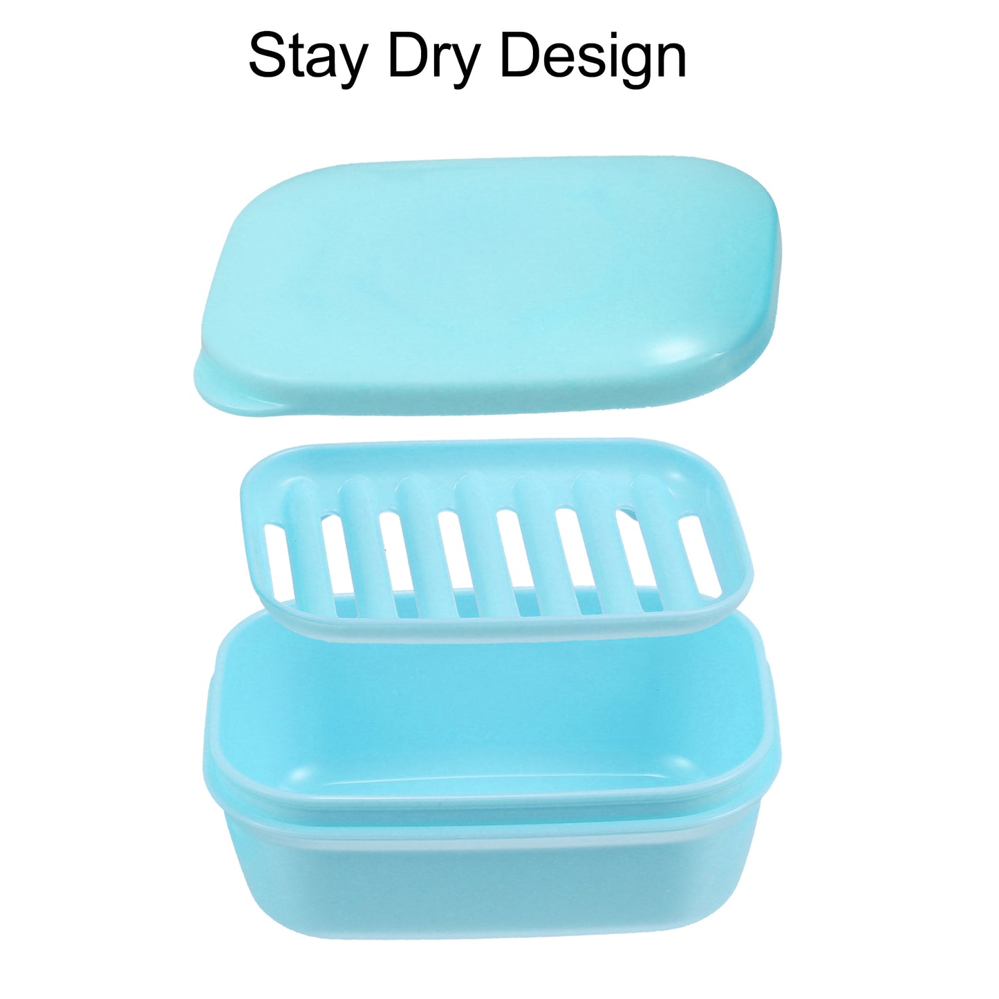 Plastic Soap Dish Soap Storage Box for Home Bathroom Kitchen Blue