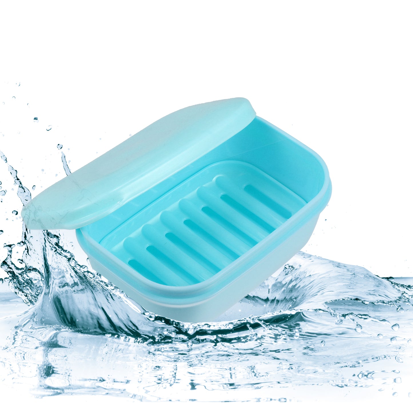 Plastic Soap Dish Soap Storage Box for Home Bathroom Kitchen Blue