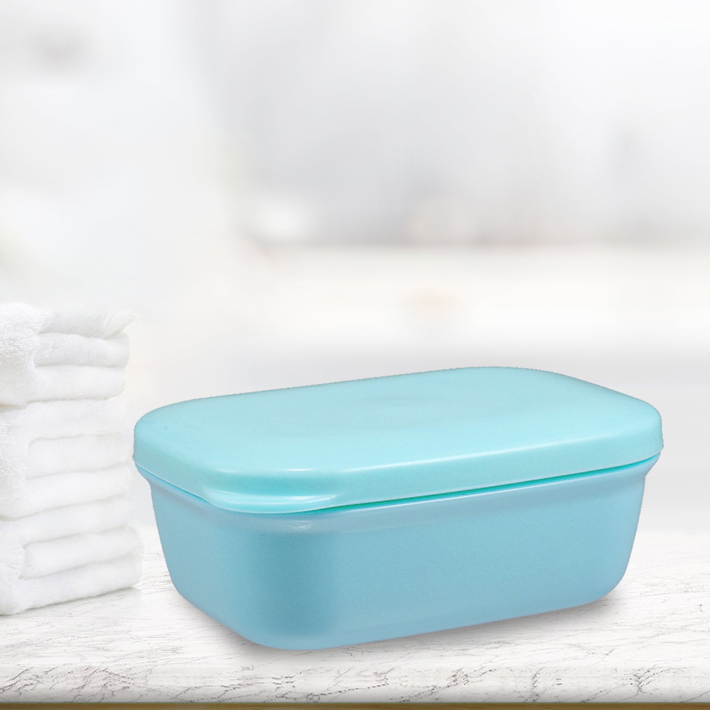 Plastic Soap Dish Soap Storage Box for Home Bathroom Kitchen Blue