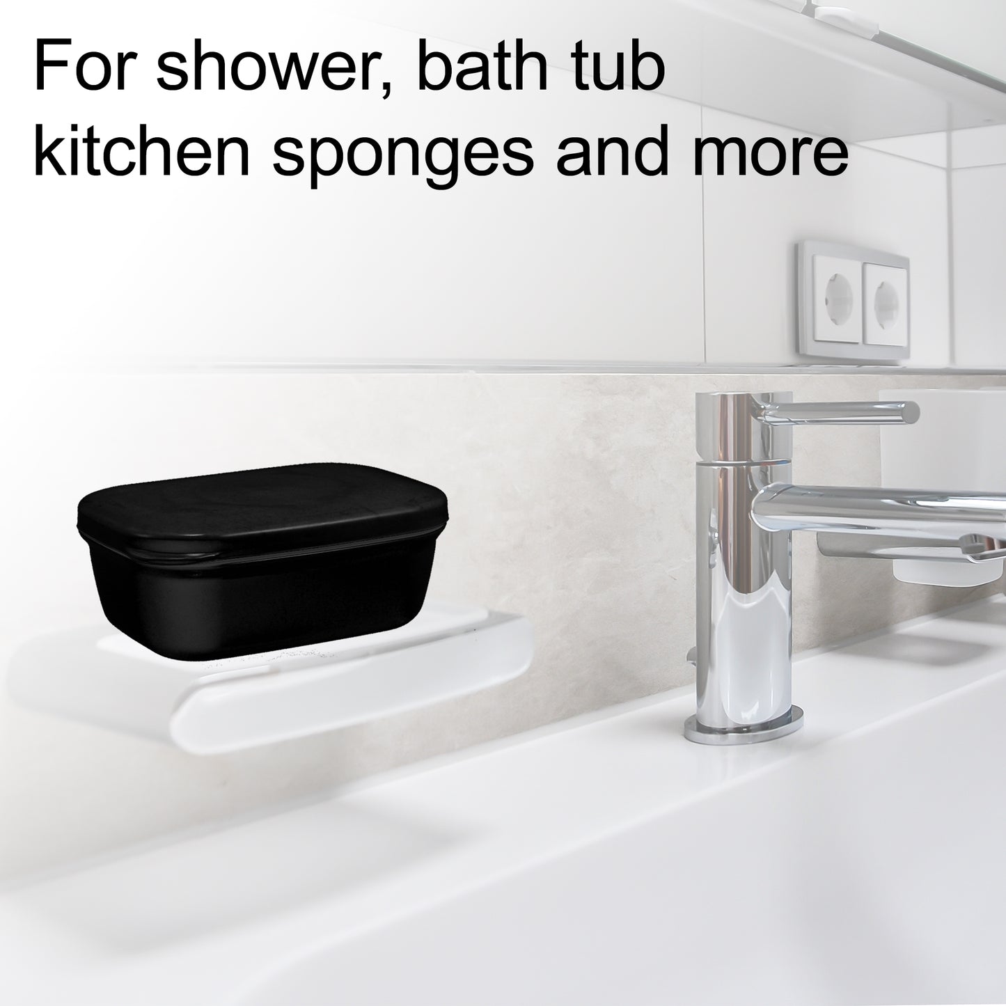 Plastic Soap Dish Soap Storage Box for Home Bathroom Kitchen Black