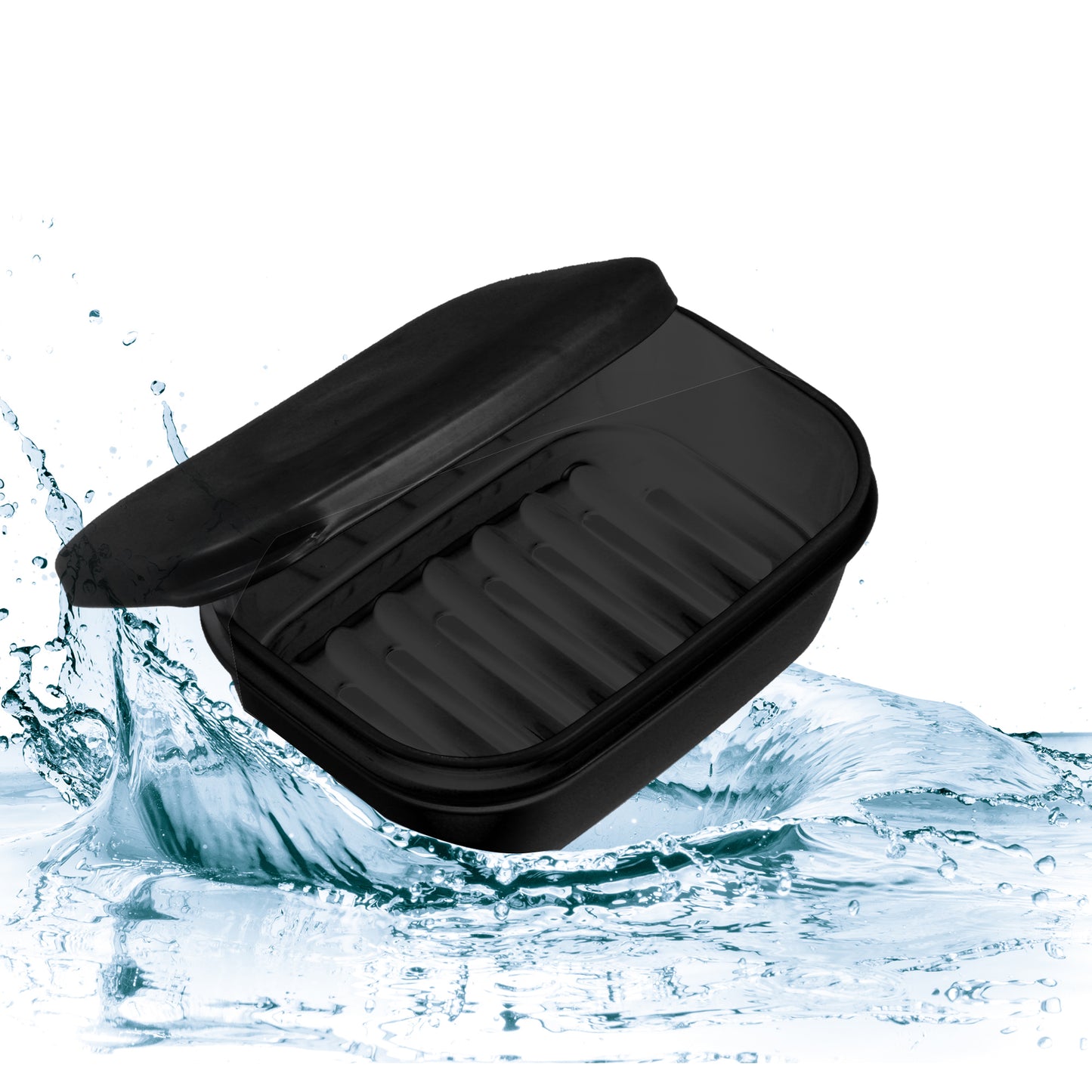 Plastic Soap Dish Soap Storage Box for Home Bathroom Kitchen Black