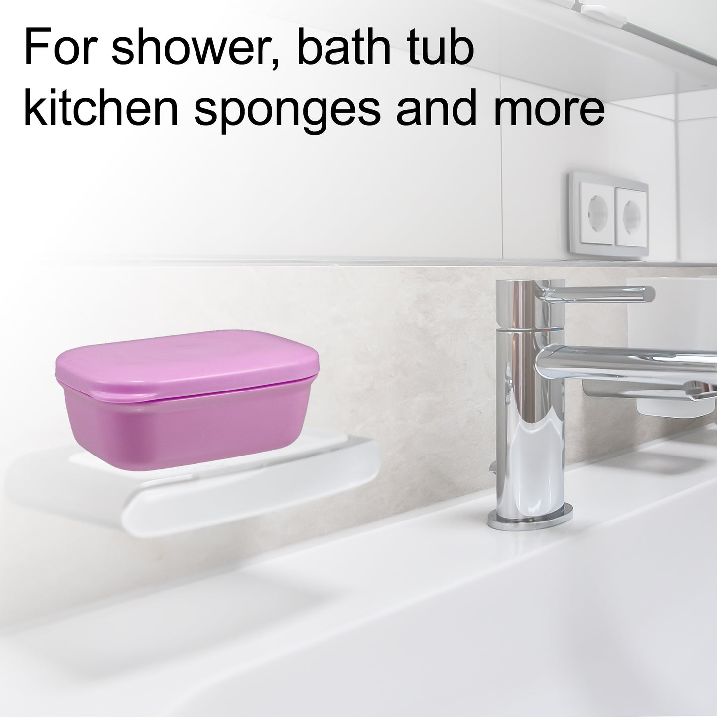 Jabonera de plástico, caja de almacenamiento de jabón para el hogar, baño, cocina, color rosa