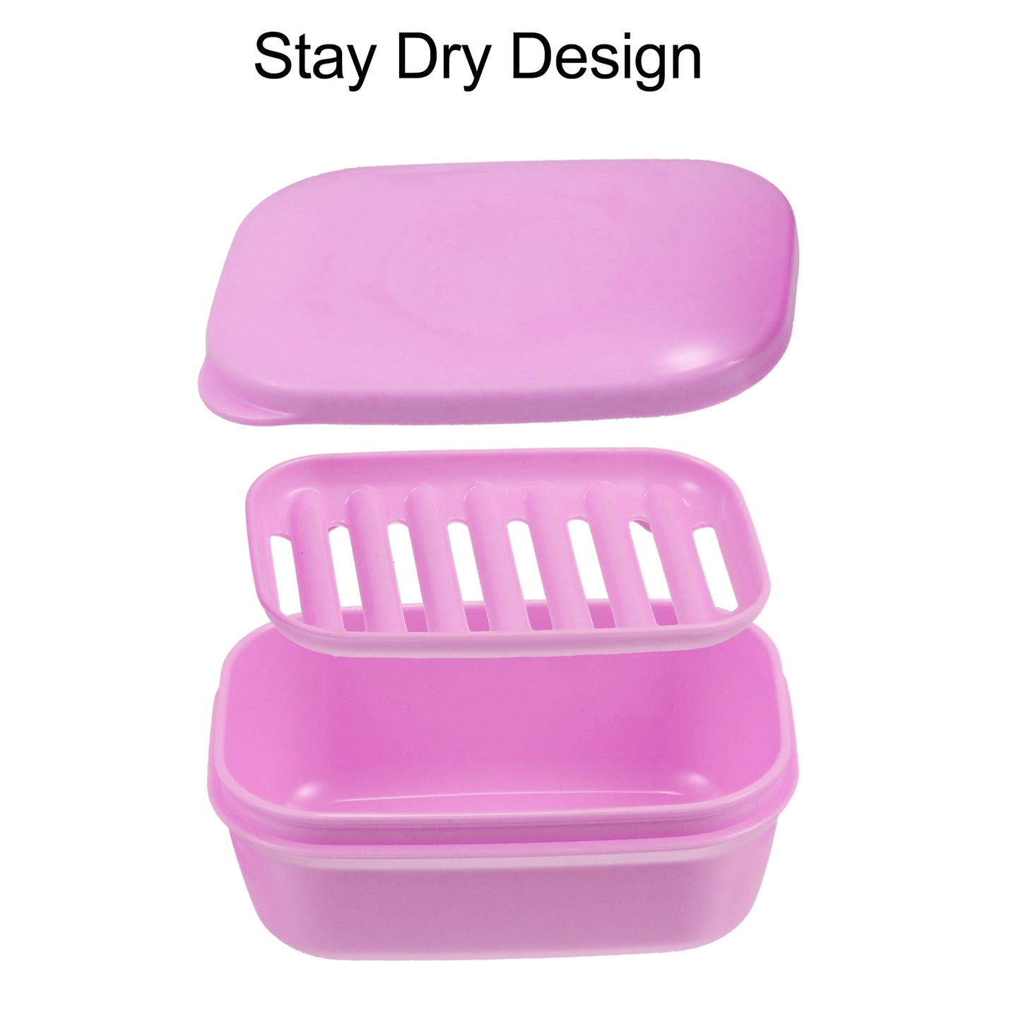 Jabonera de plástico, caja de almacenamiento de jabón para el hogar, baño, cocina, color rosa