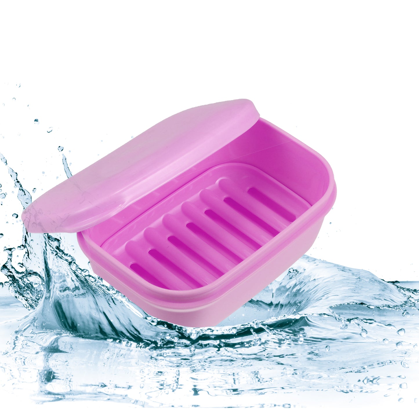 Jabonera de plástico, caja de almacenamiento de jabón para el hogar, baño, cocina, color rosa