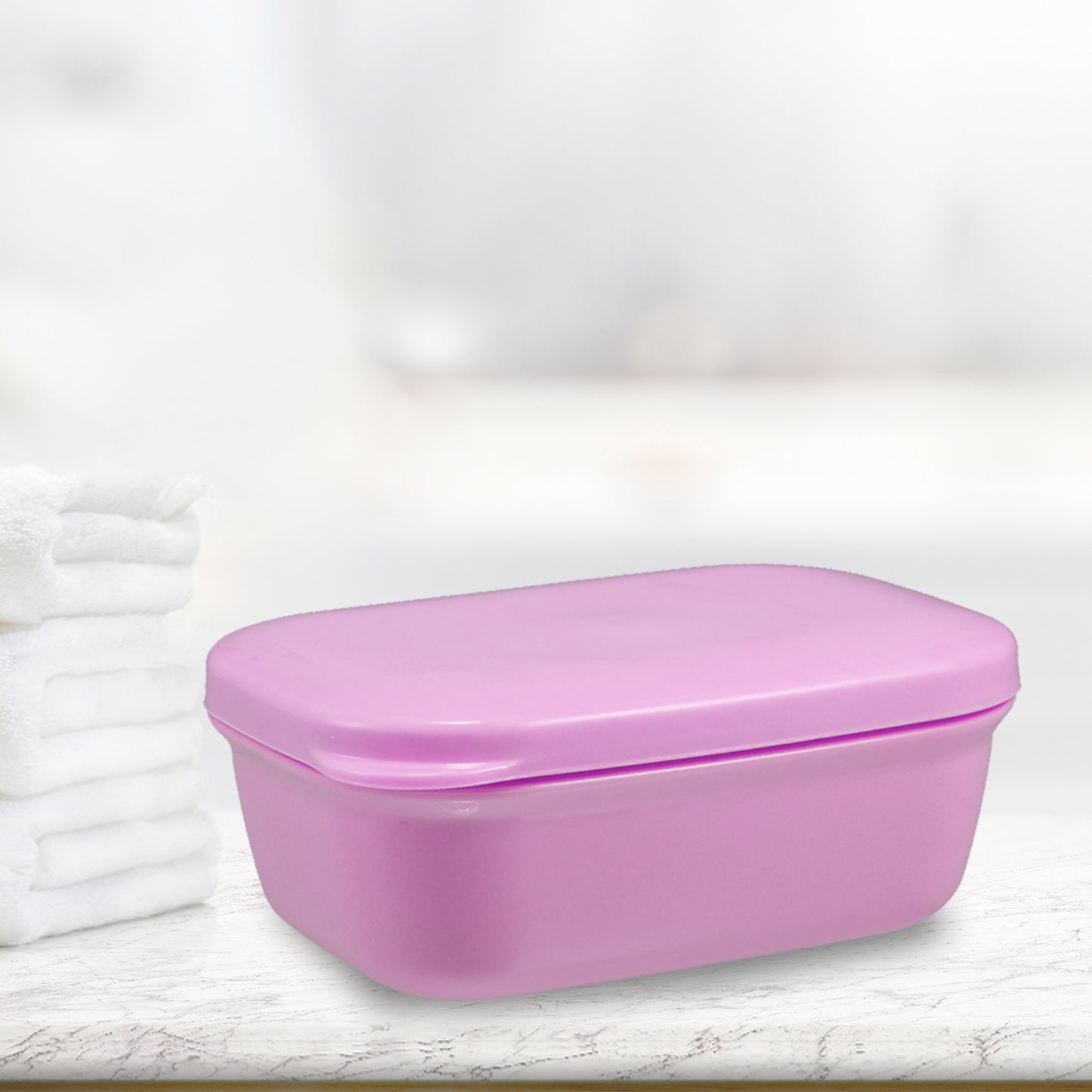 Jabonera de plástico, caja de almacenamiento de jabón para el hogar, baño, cocina, color rosa