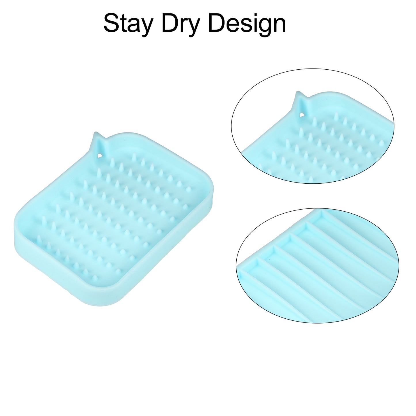 Silicone Soap Dish, Keep Soap Dry Cleaning Storage, 2 Pcs Blue