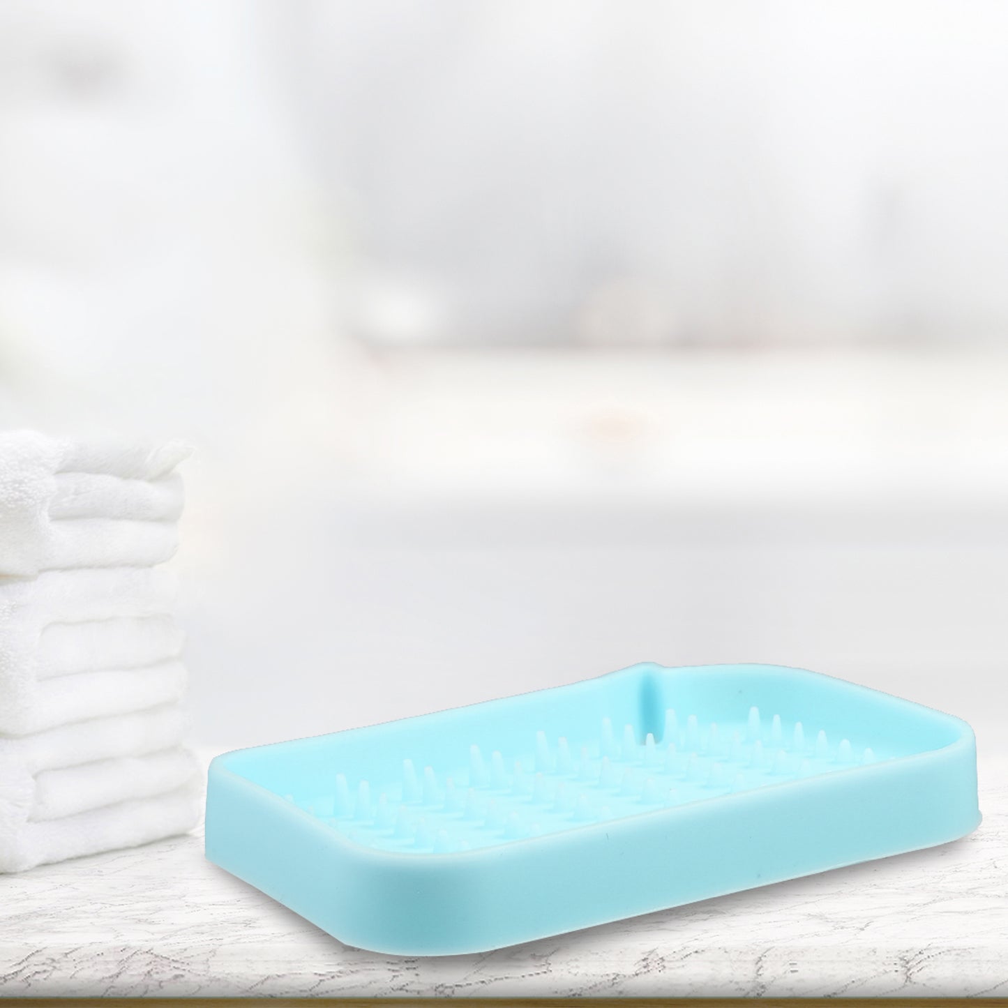 Silicone Soap Dish, Keep Soap Dry Cleaning Storage, 2 Pcs Blue