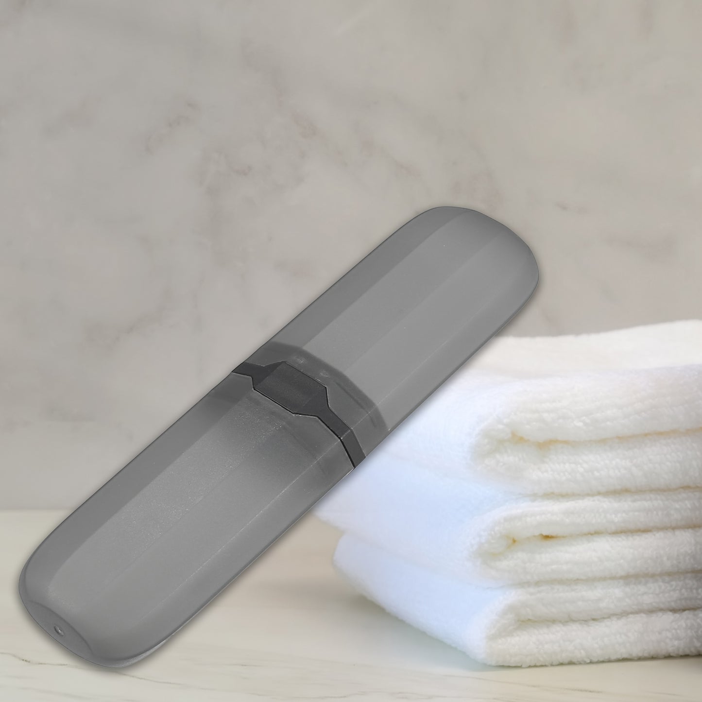 Estuche de plástico para cepillos de dientes, estuche de viaje, 7.87" x 2.17", color negro