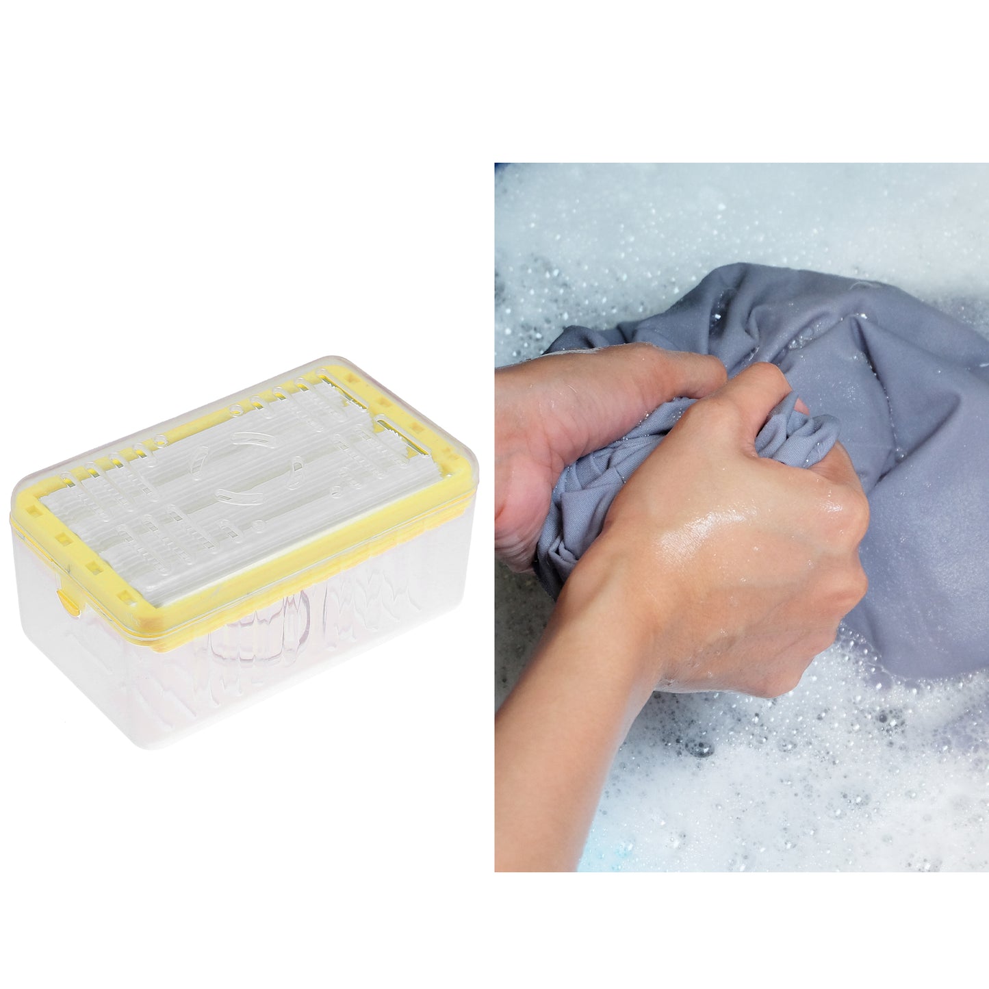 Multifunctional Soap Dish with Drain Soap Cleaning Storage Yellow