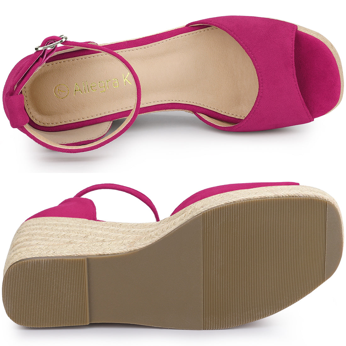 Sandalias de plataforma con tiras en el tobillo y tacón de cuña para mujer