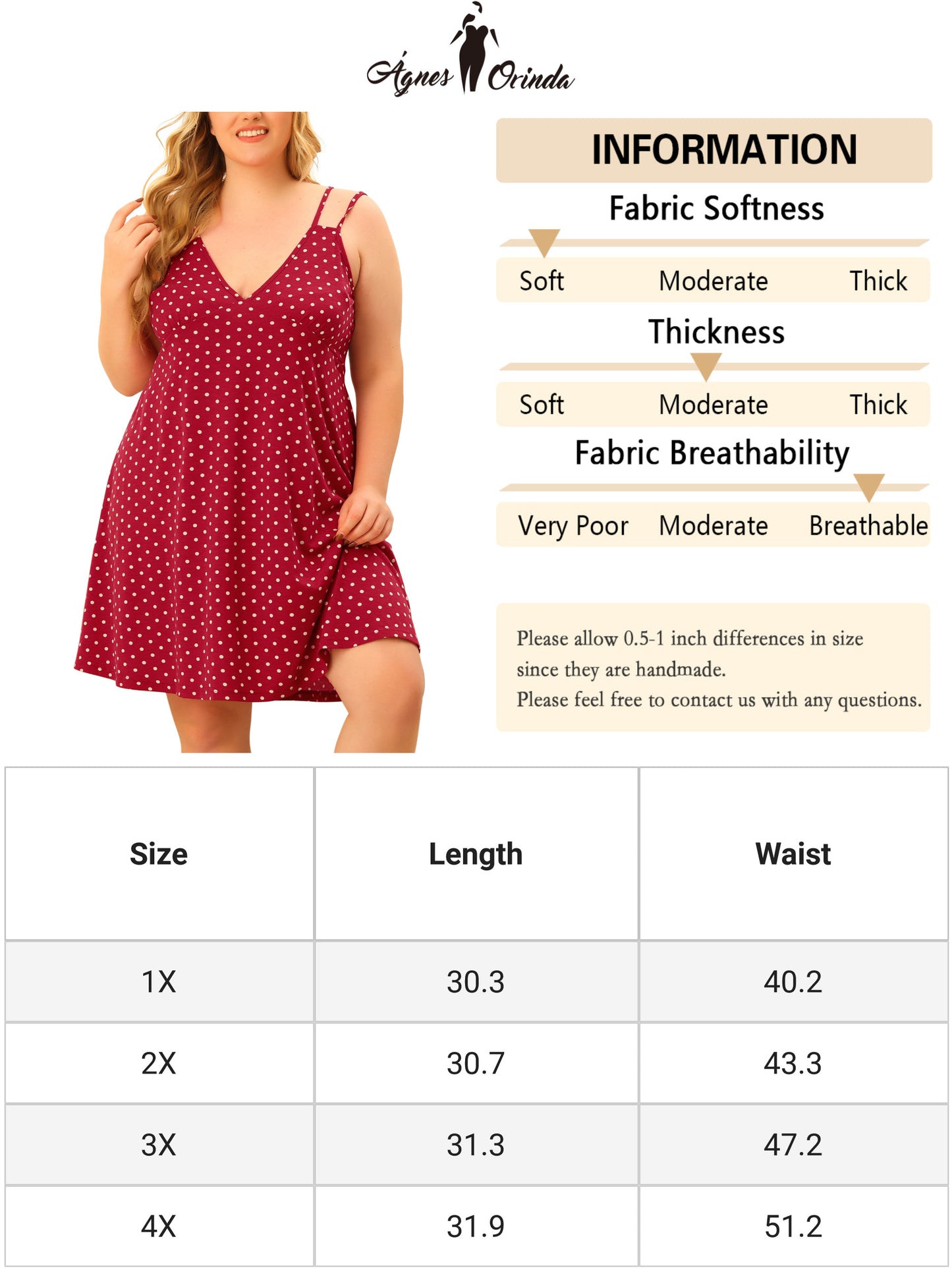Women Plus Size Nightgowns Polka Dots Nightshirt Tank Cami Lingerie Chemises Sleepwear Pajamas