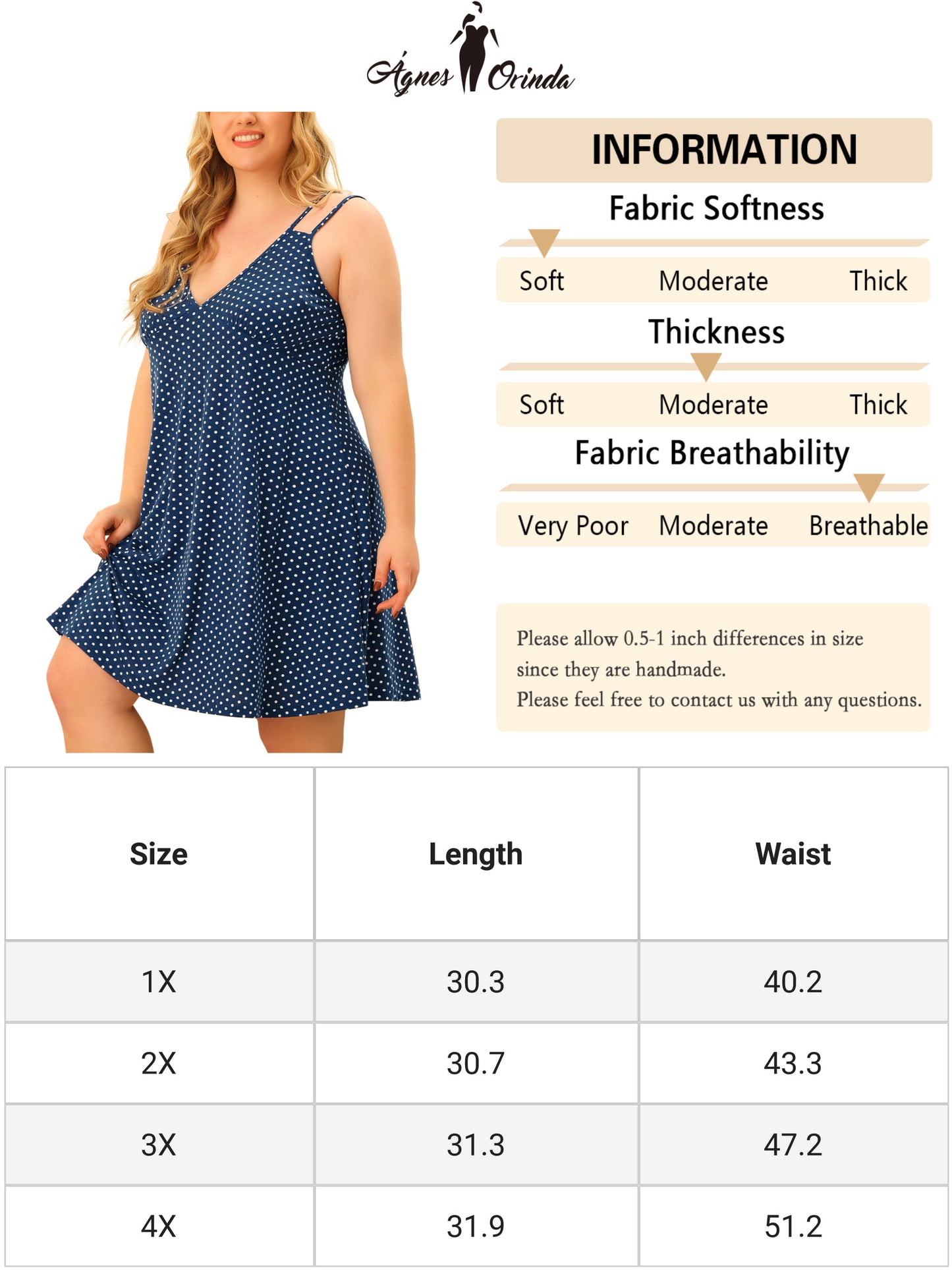 Women Plus Size Nightgowns Polka Dots Nightshirt Tank Cami Lingerie Chemises Sleepwear Pajamas