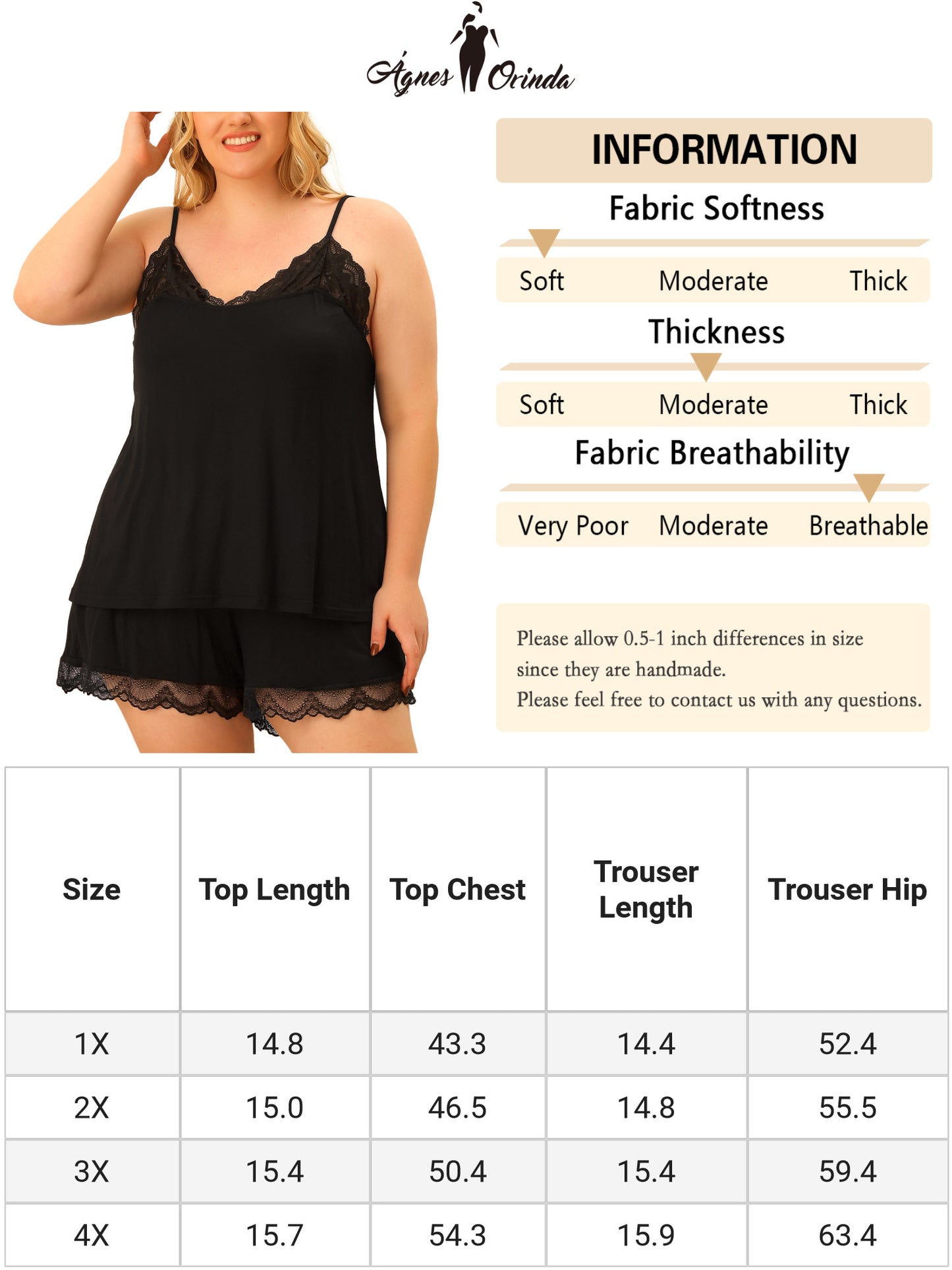Women Plus Size Pajama Lace Chemise Shorts Set Nightwear Sleepwear Lounge Set