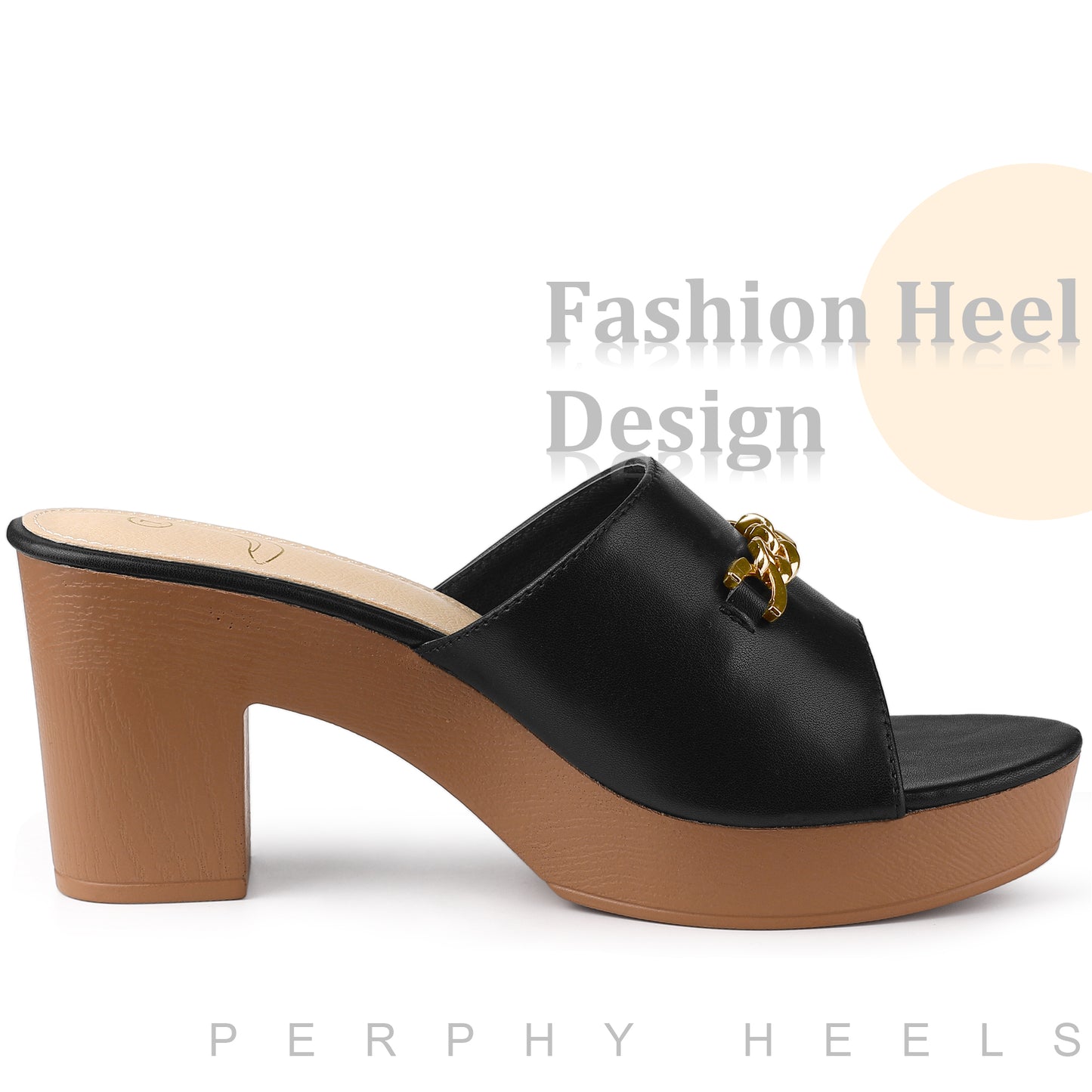 Women Open Toe Platform Block Heel Slides Sandals