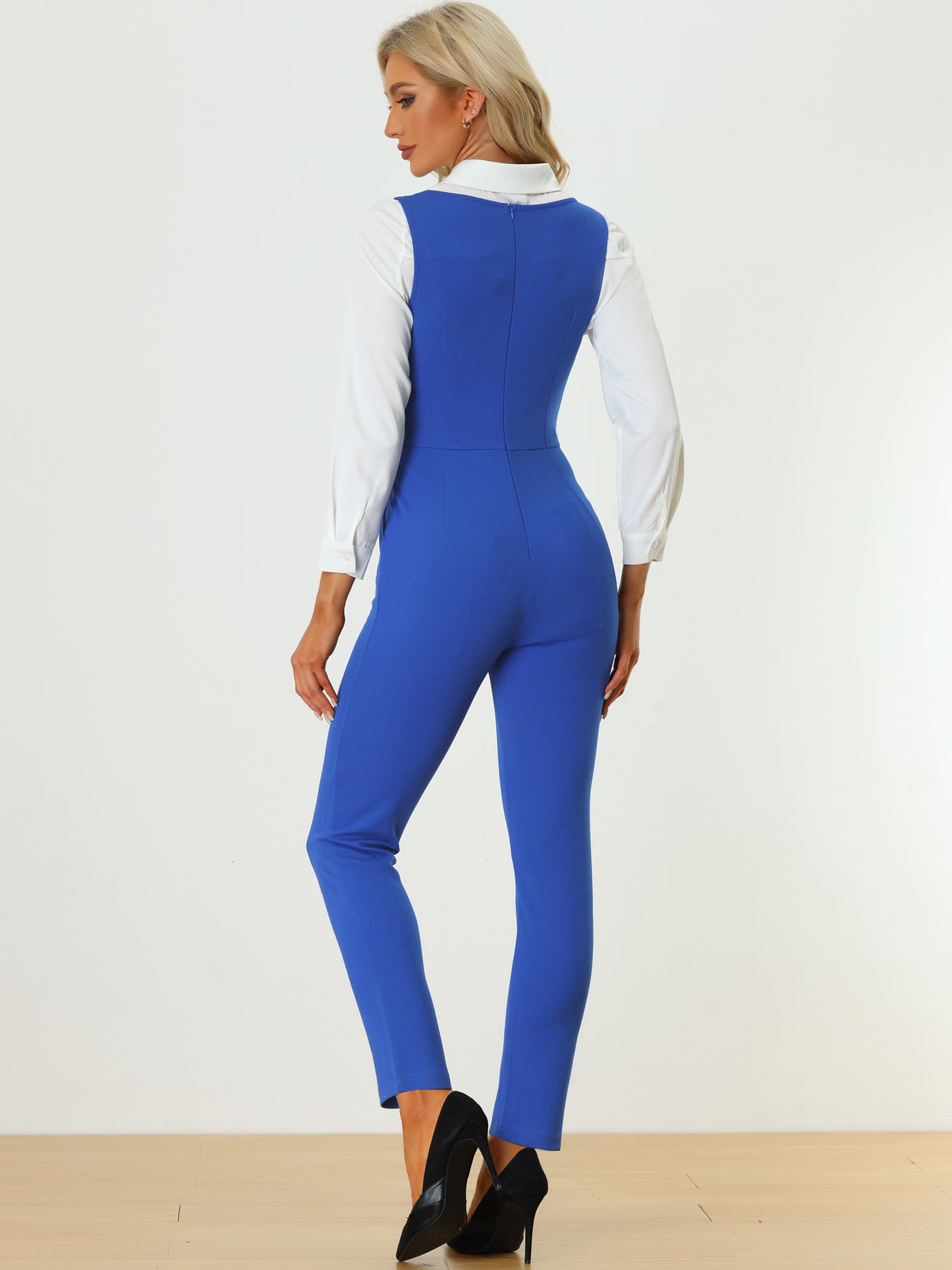 Women's Long Playsuits U Neck Casual Office Business Overalls Jumpsuit