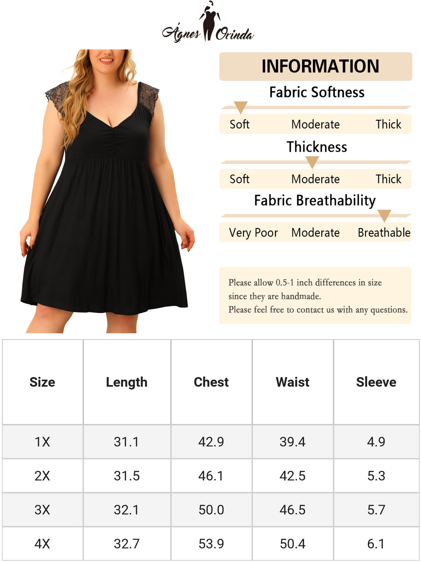 Women Plus Size Lace Cap Sleeve Sleep Dress V Neck Nightwear Loungewear Sleep Dress