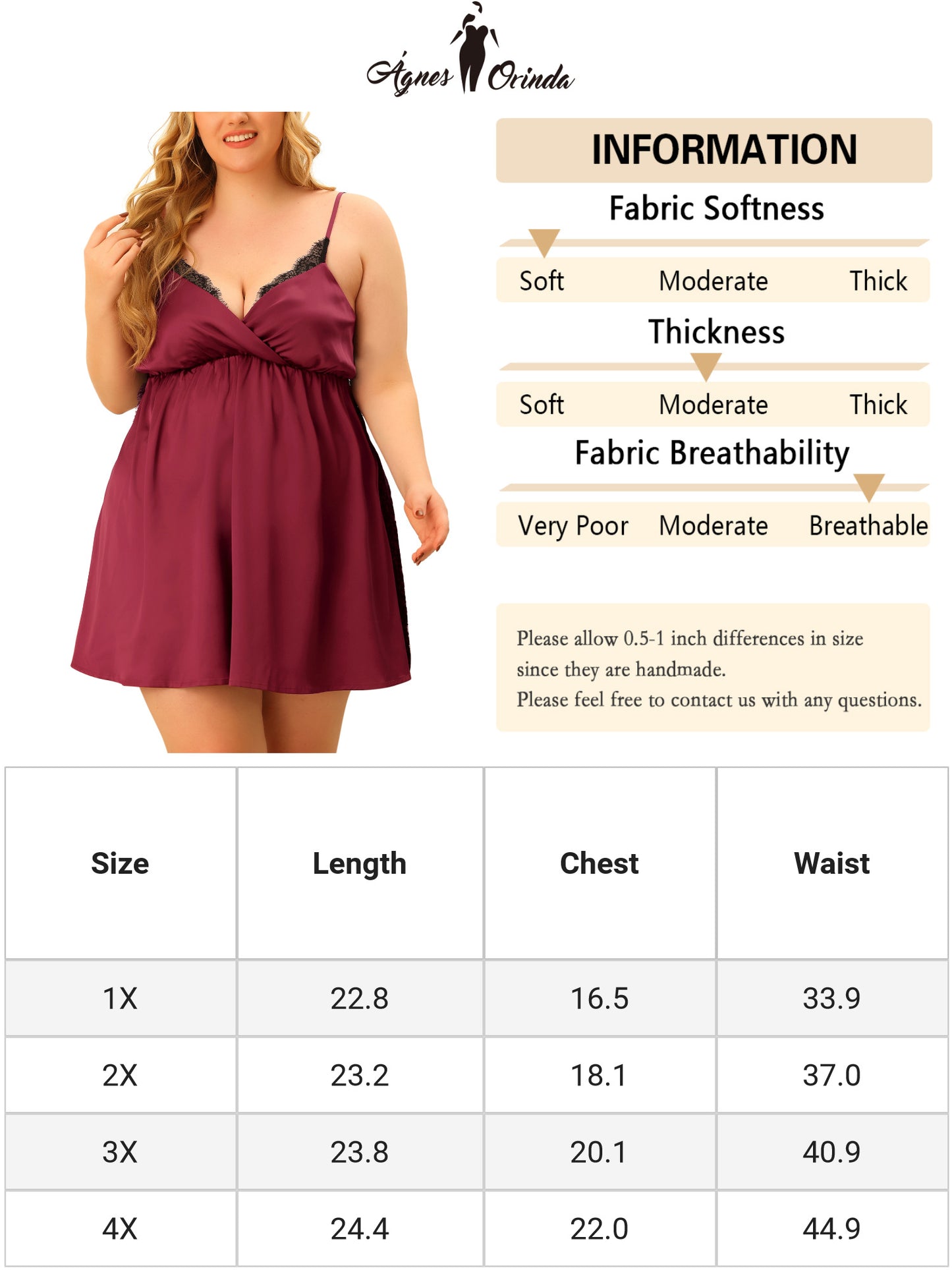 Camisón de satén con encaje sexy para mujer, lencería con abertura lateral, talla grande