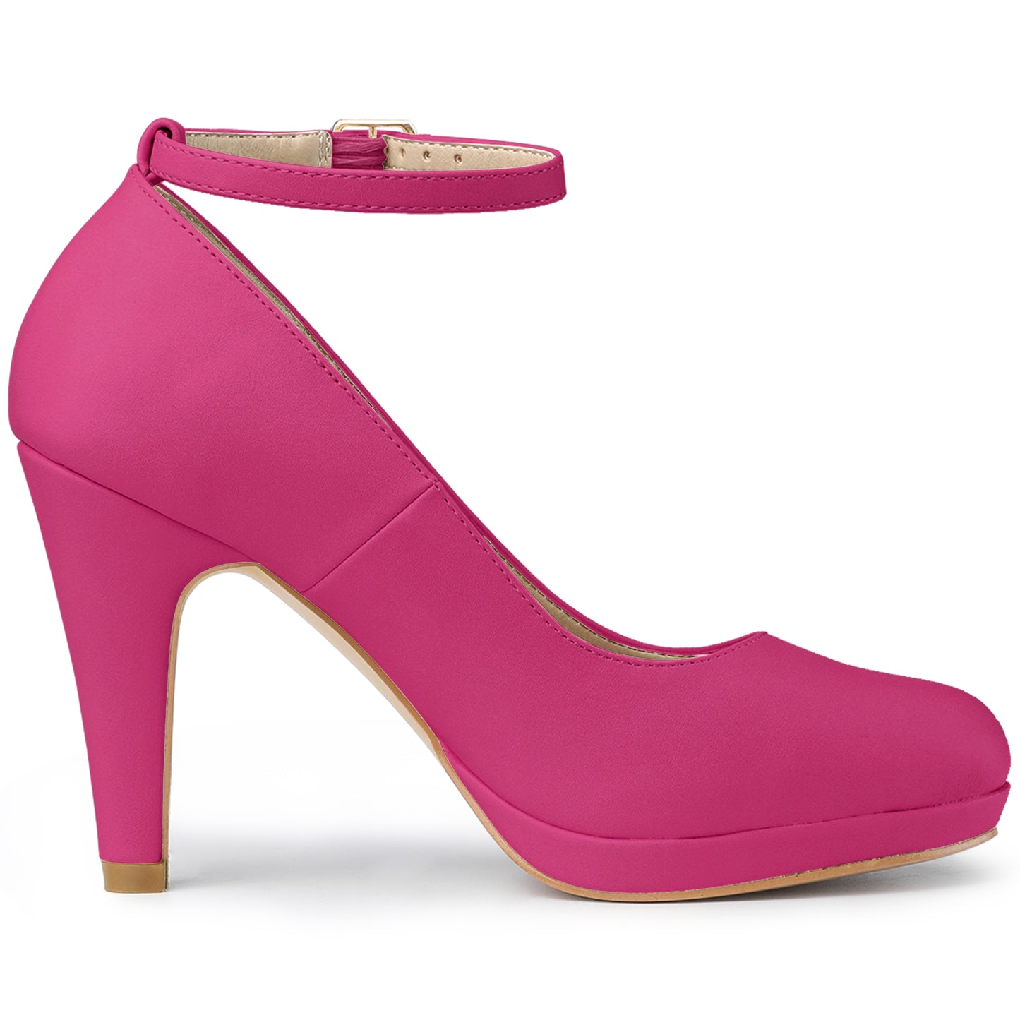 Zapatos de tacón de aguja con tiras en el tobillo y punta redonda para mujer