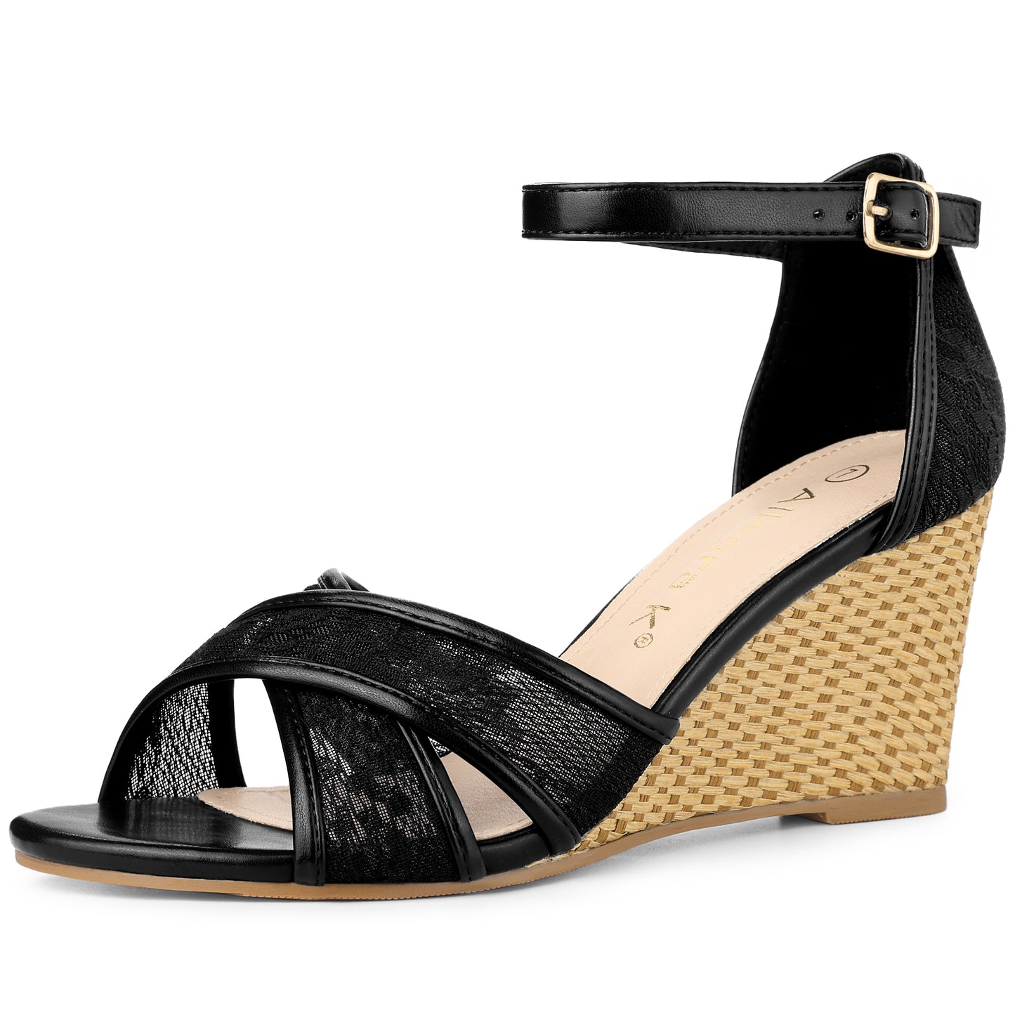 Women's Floral Lace Mesh Wedges Sandals