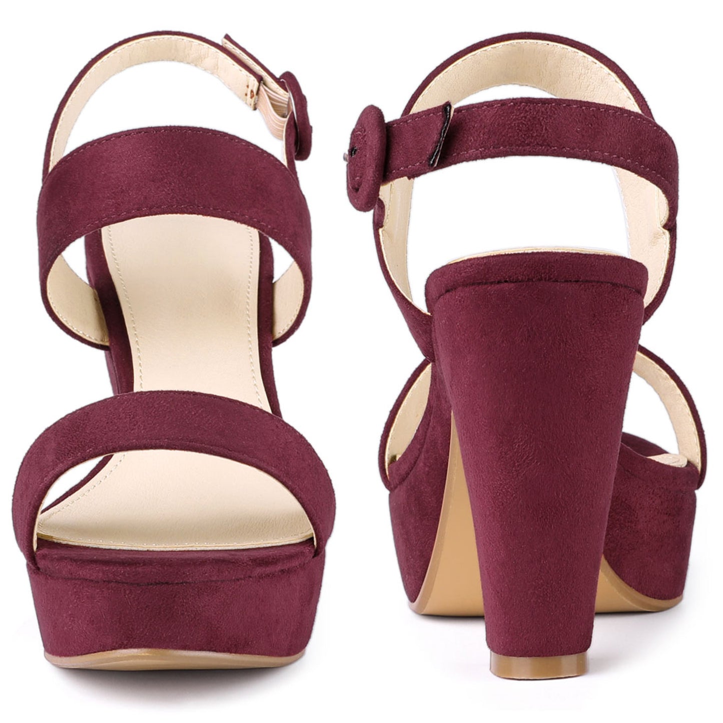 Sandalias de plataforma con tacón de bloque y tira trasera para mujer