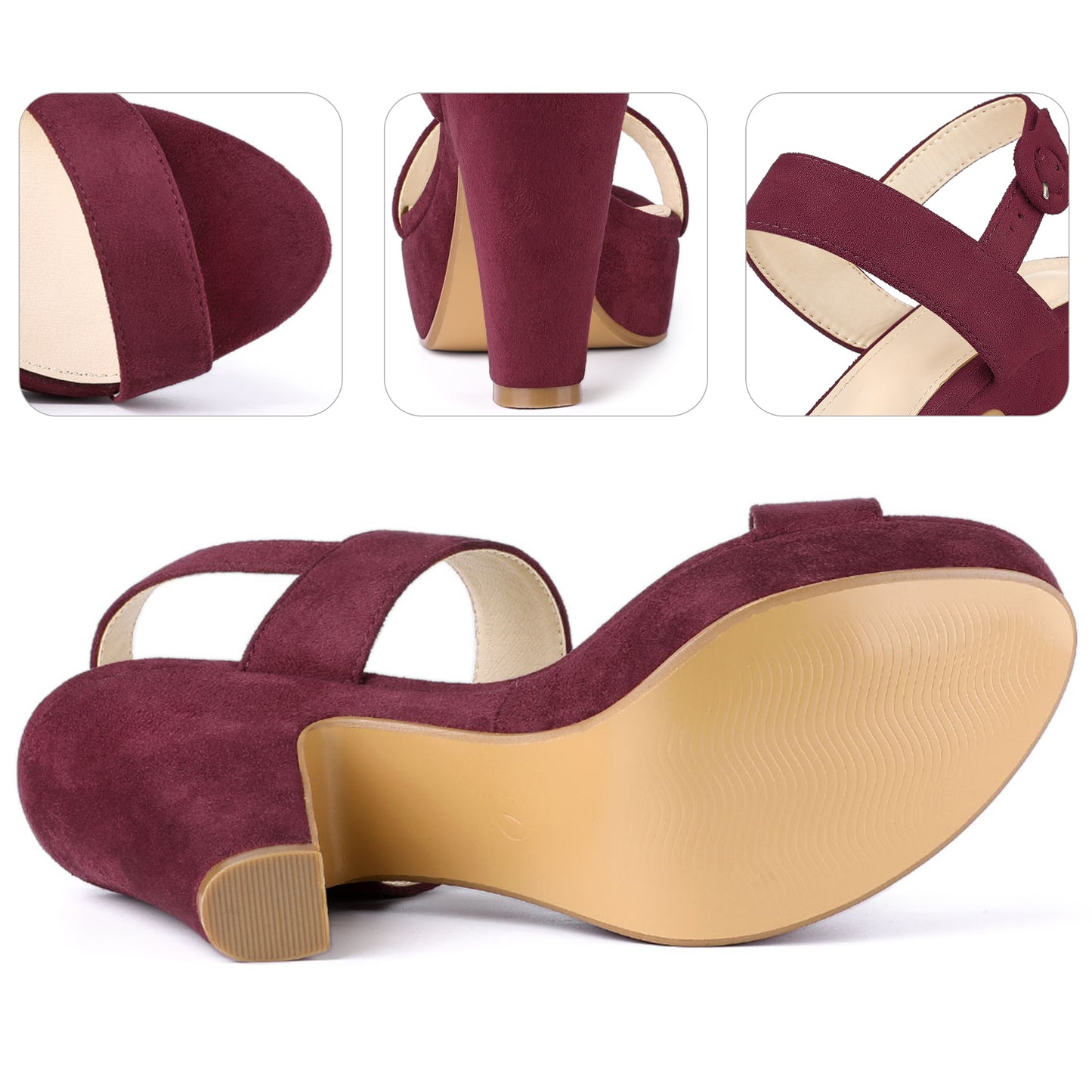 Sandalias de plataforma con tacón de bloque y tira trasera para mujer